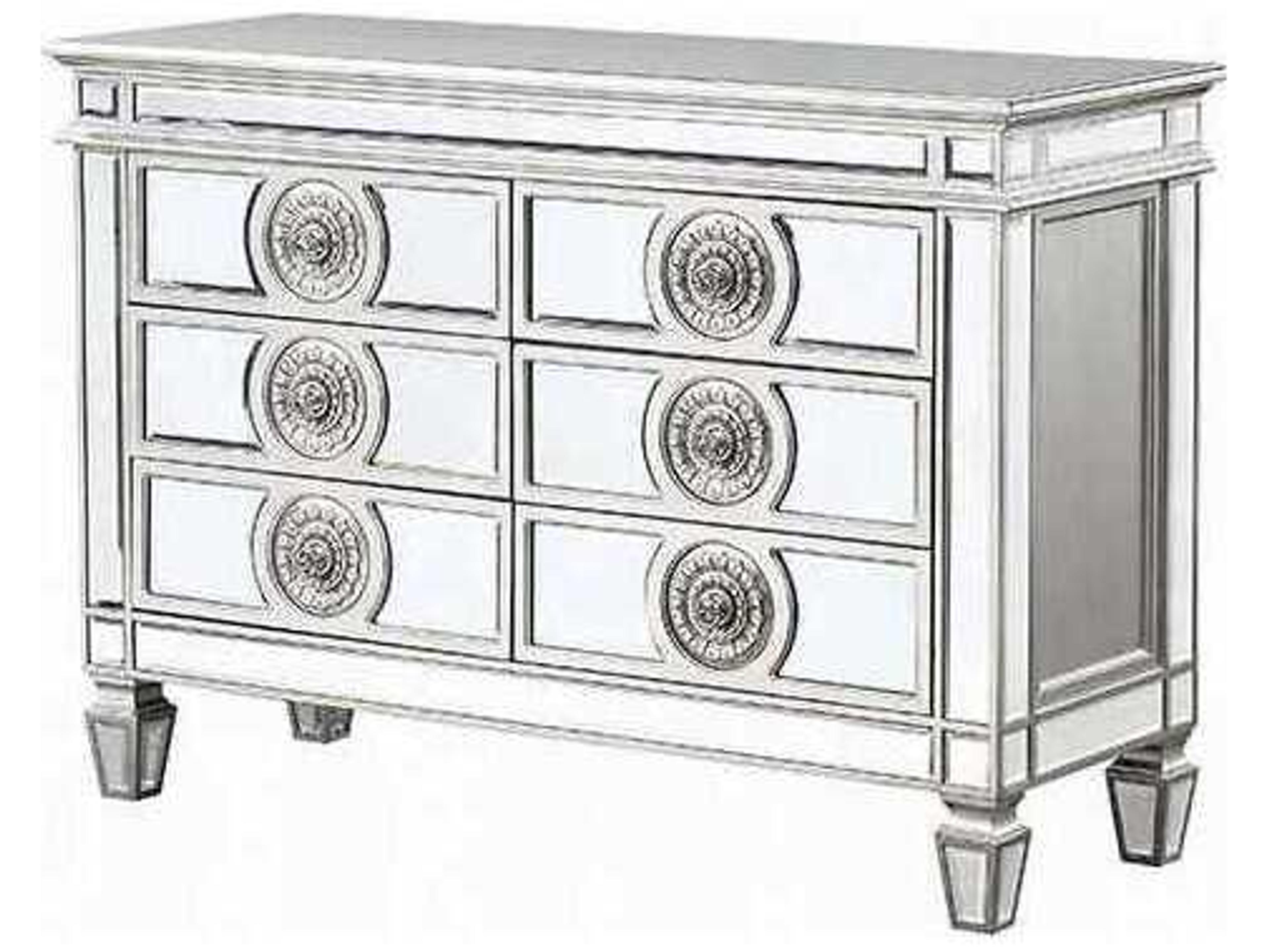 Varian 49" Poplar Wood Mirrored Antique Platinum Sideboard