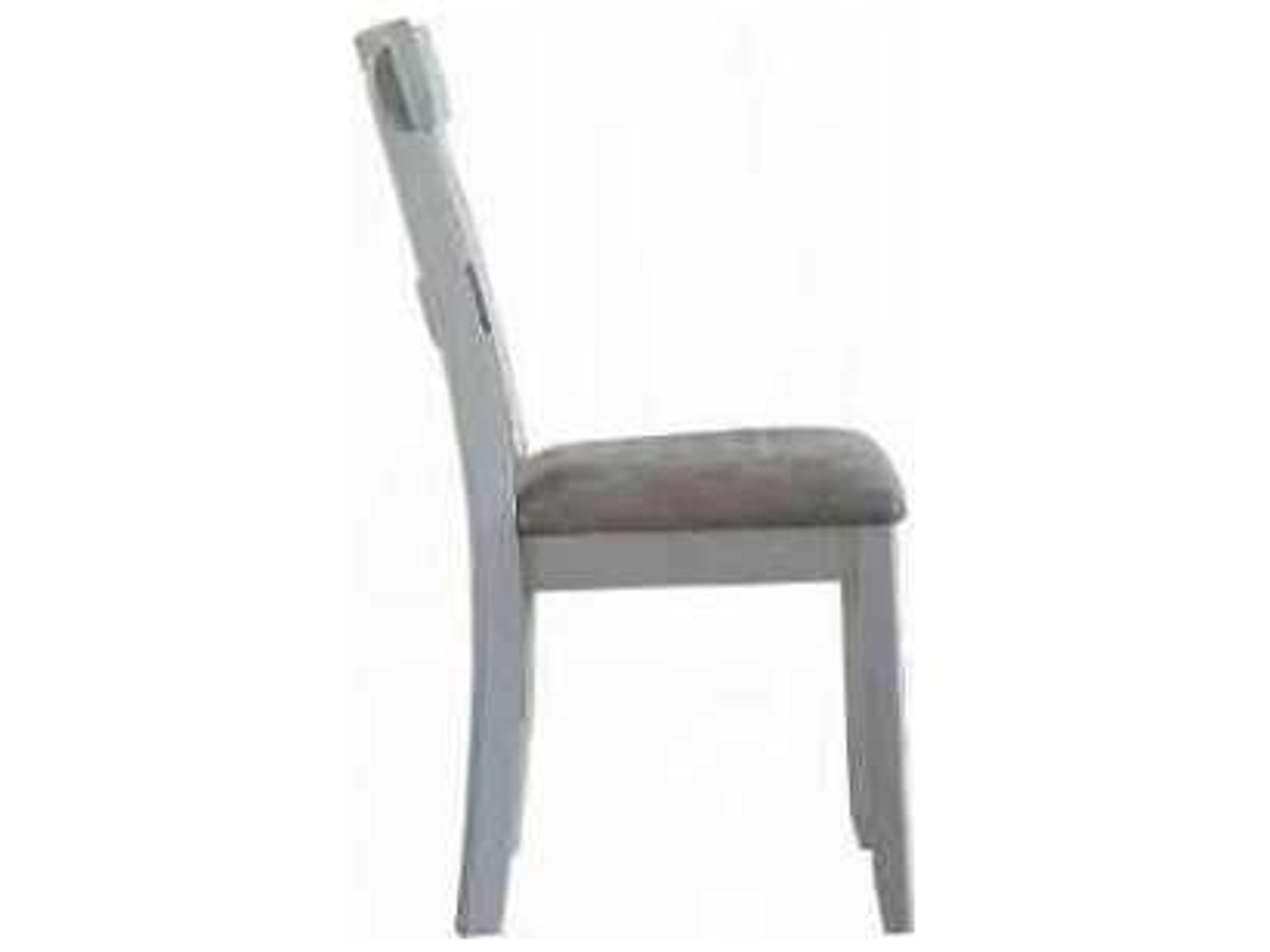 Acme Furniture House Marchese Rubberwood Gray Upholstered Armless Dining Chair Set of 2