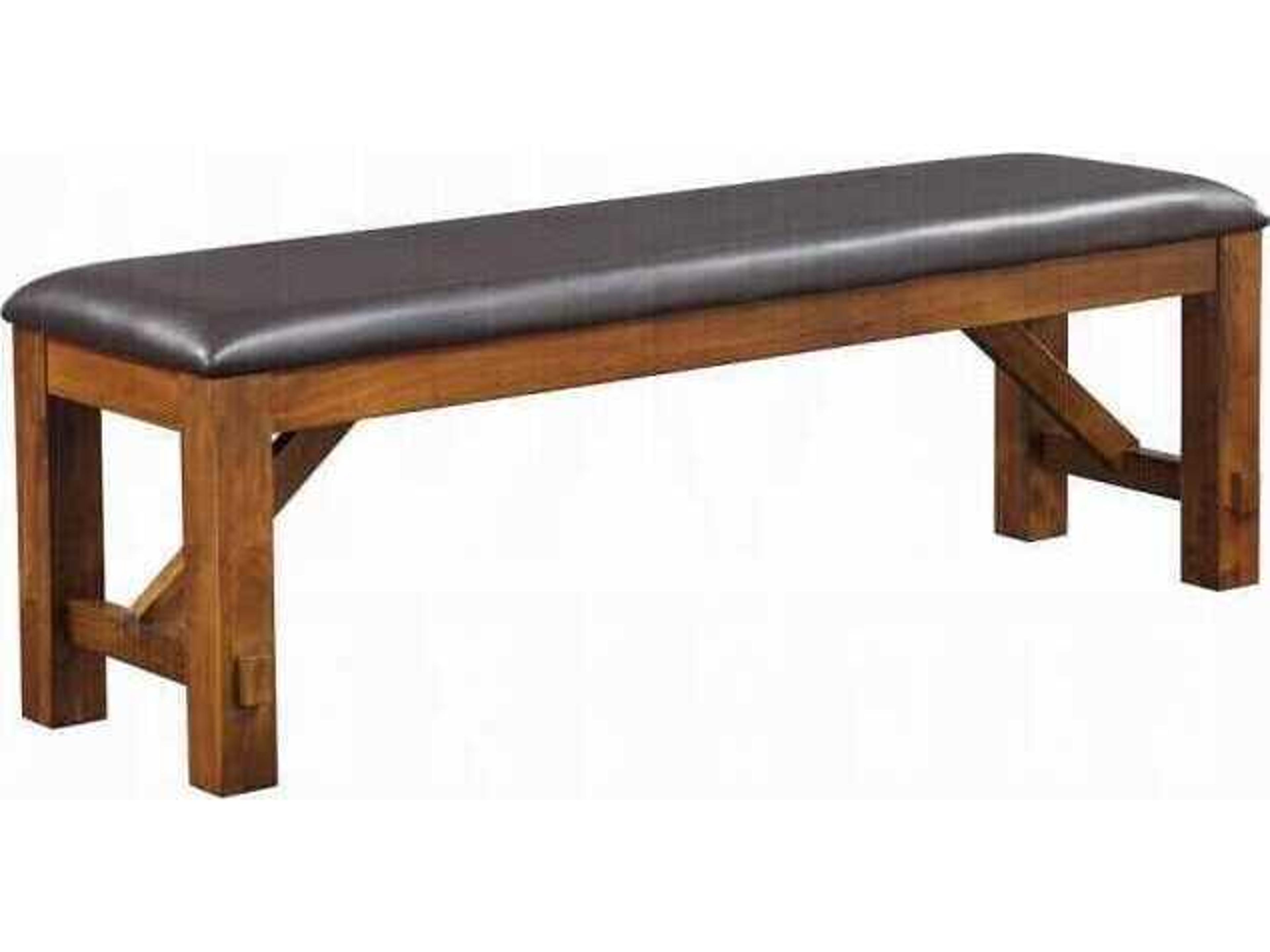 Espresso Synthetic Leather Walnut Brown Faux Accent Bench