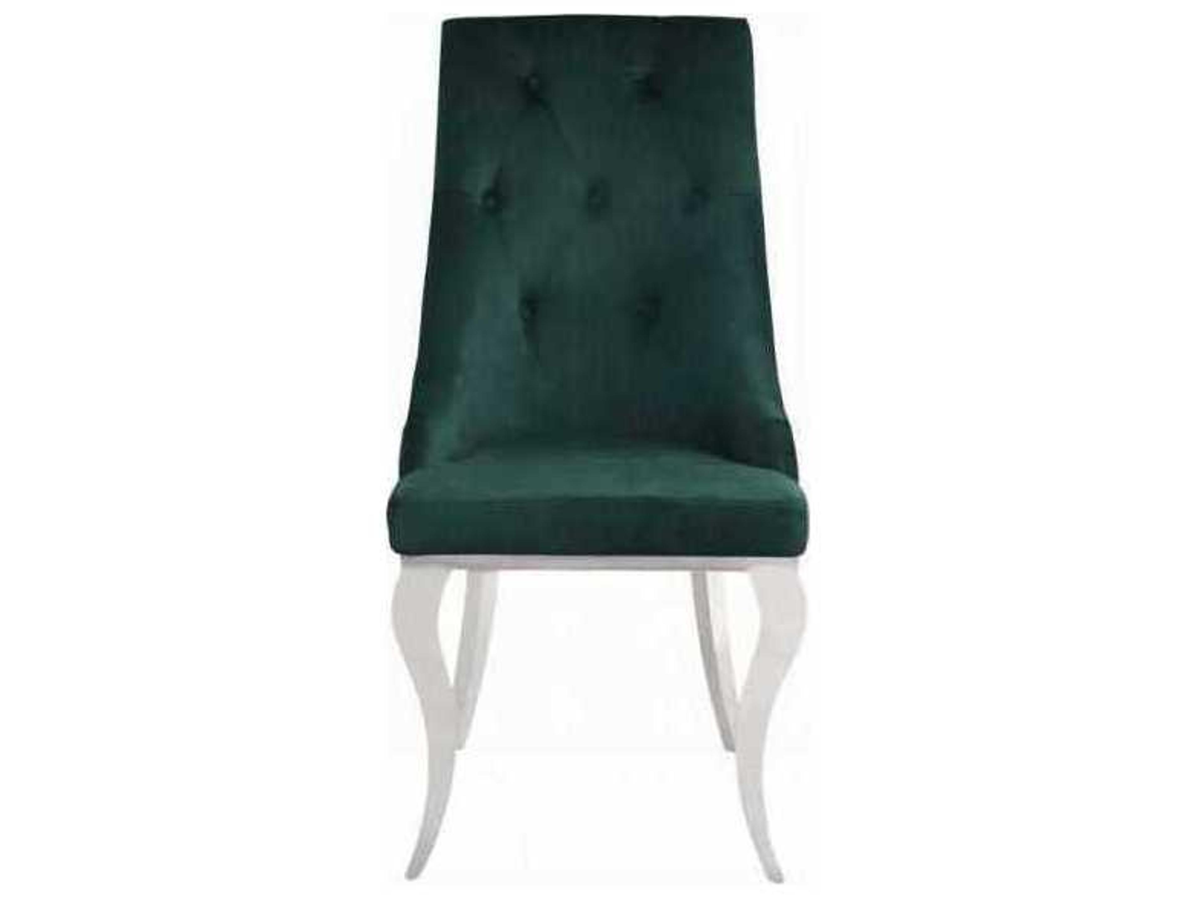 Acme Furniture Dekel Green Upholstered Armless Dining Chair Set of 2