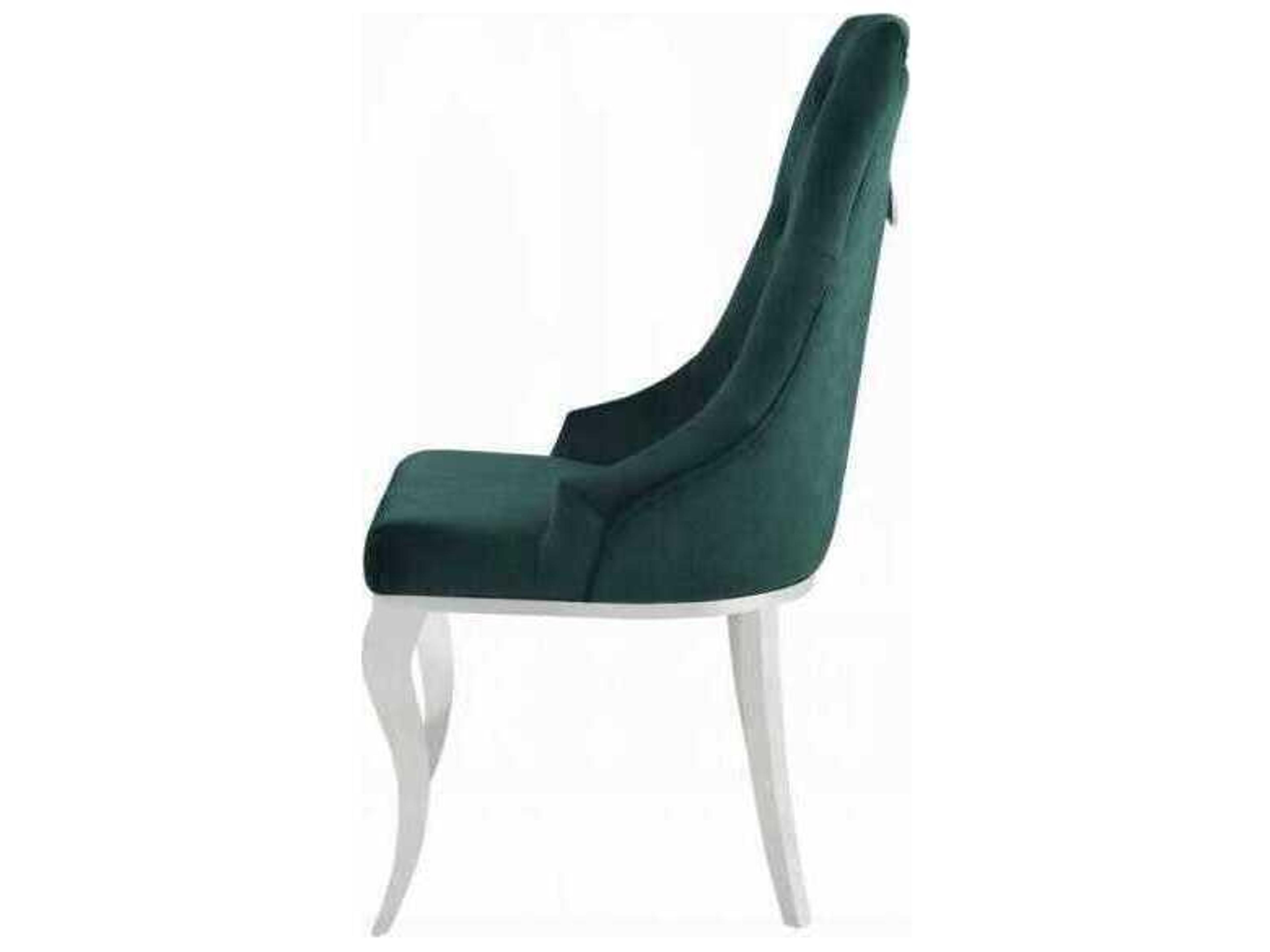 Acme Furniture Dekel Green Upholstered Armless Dining Chair Set of 2