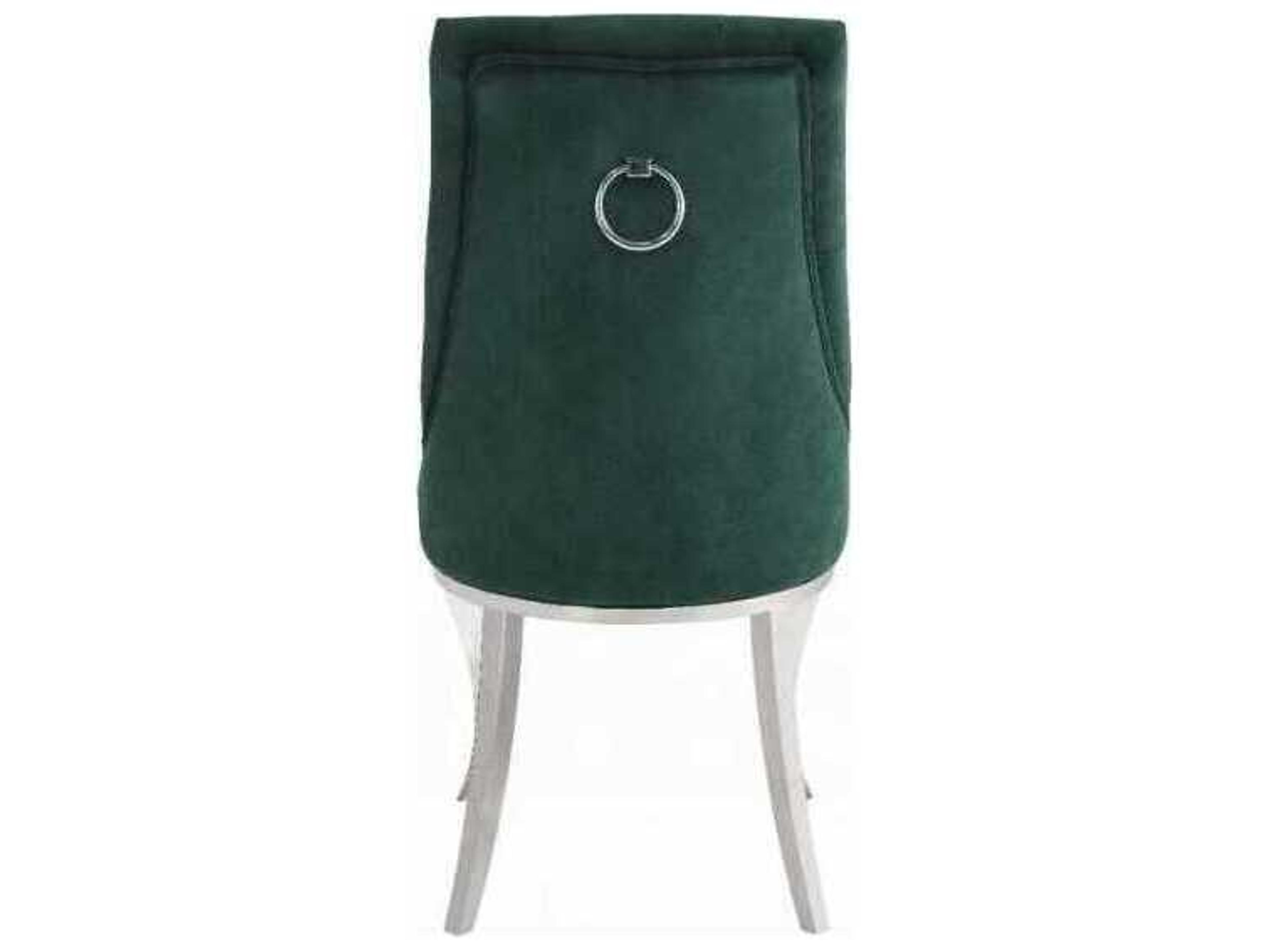 Acme Furniture Dekel Green Upholstered Armless Dining Chair Set of 2