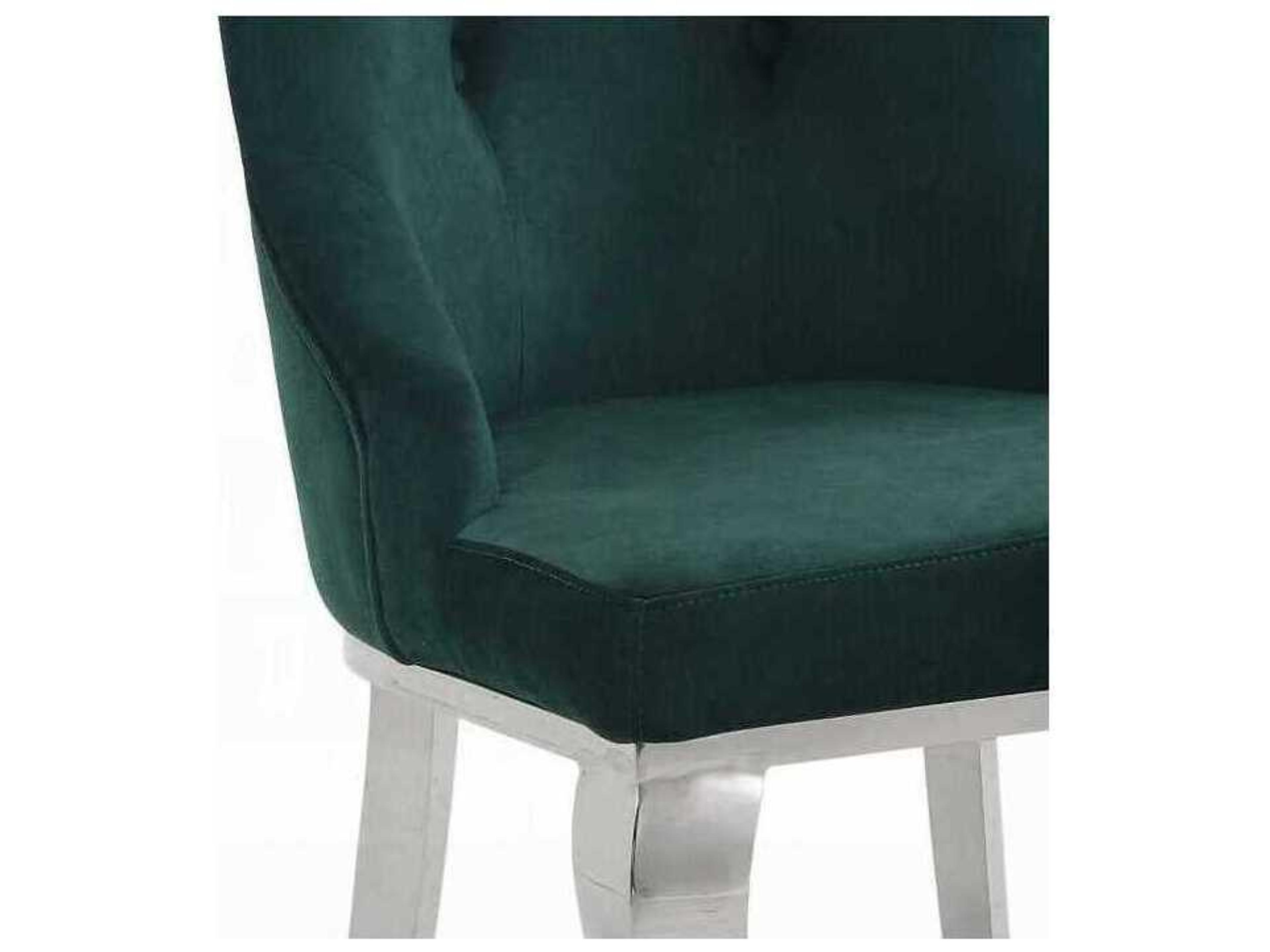Acme Furniture Dekel Green Upholstered Armless Dining Chair Set of 2