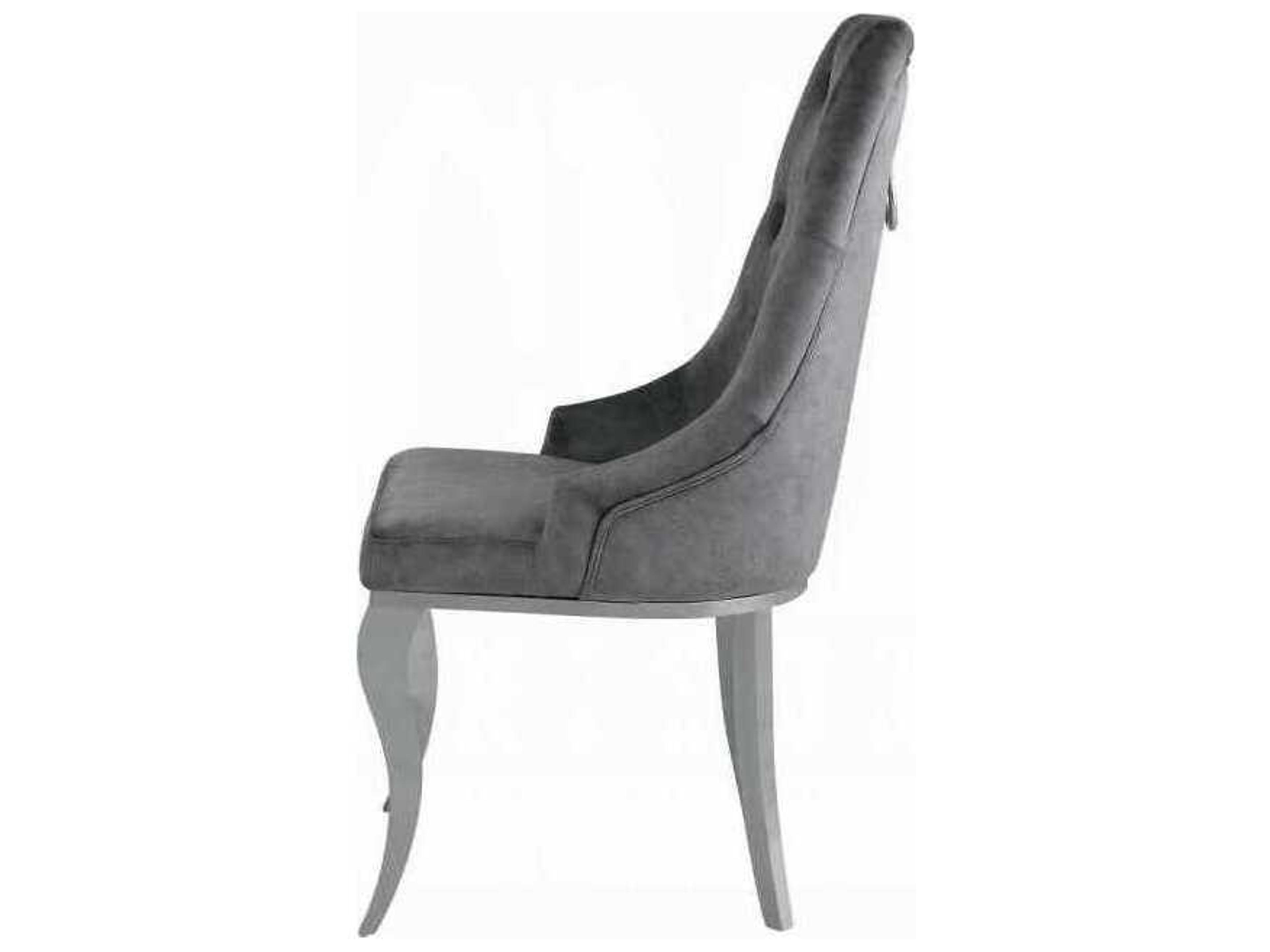 Acme Furniture Dekel Gray Upholstered Armless Dining Chair Set of 2