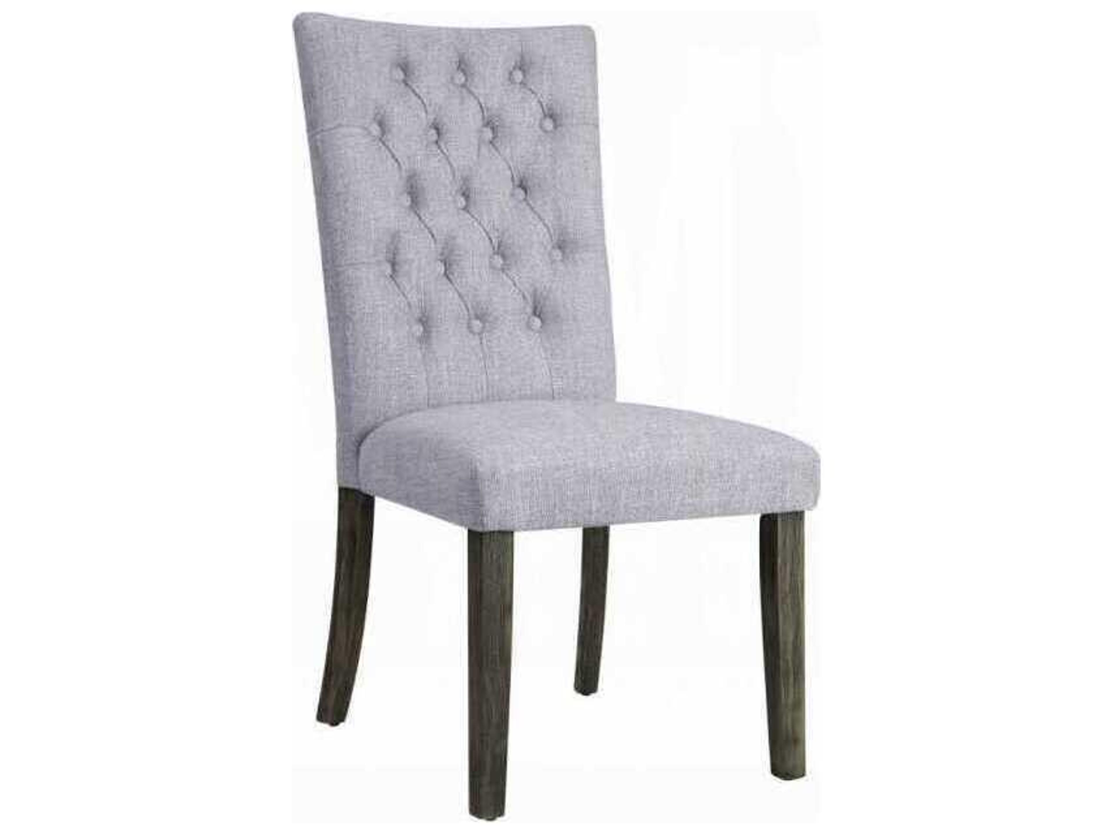 Acme Furniture Solid Wood Gray Upholstered Armless Dining Chair Set of 2