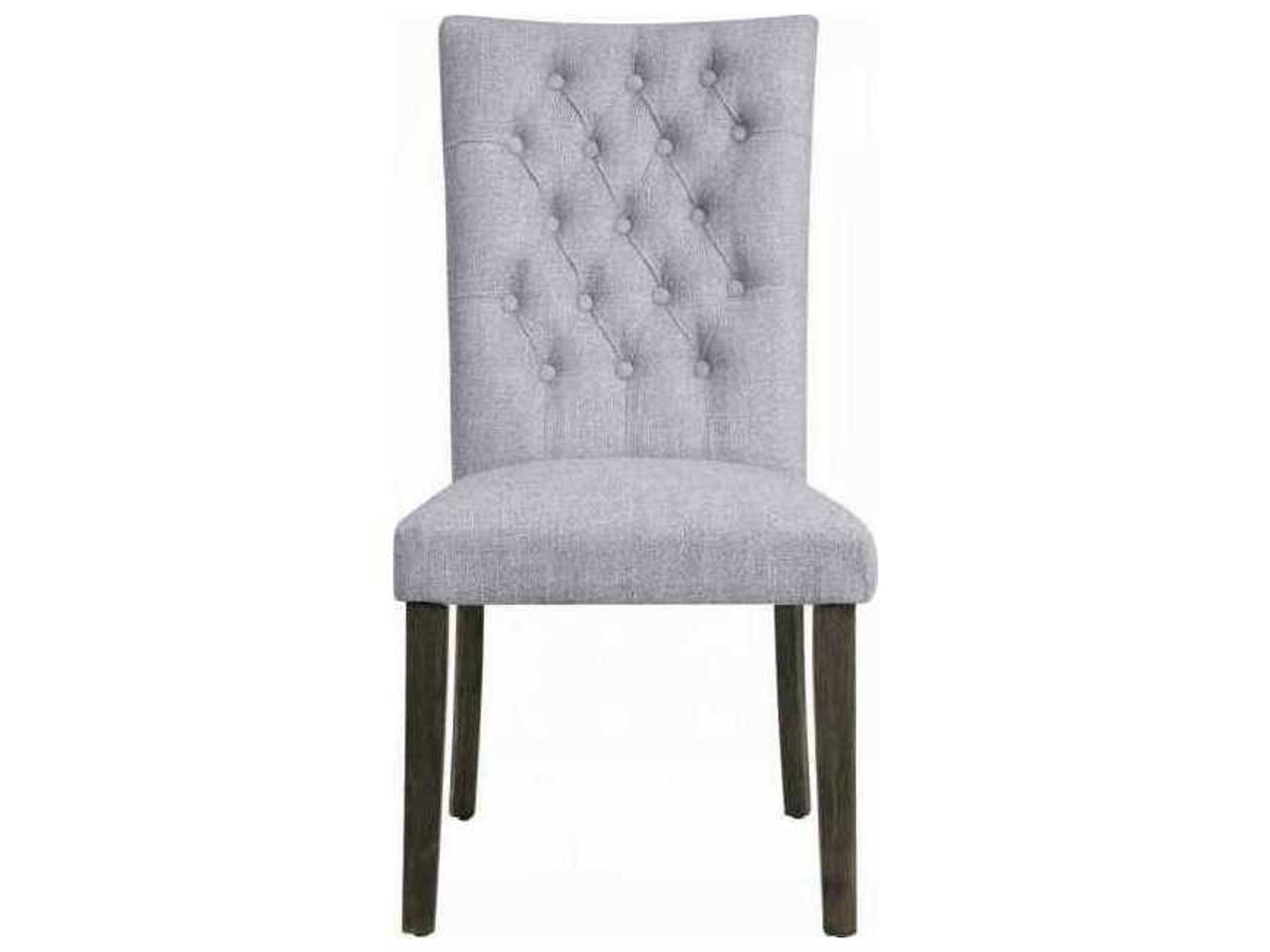 Acme Furniture Solid Wood Gray Upholstered Armless Dining Chair Set of 2