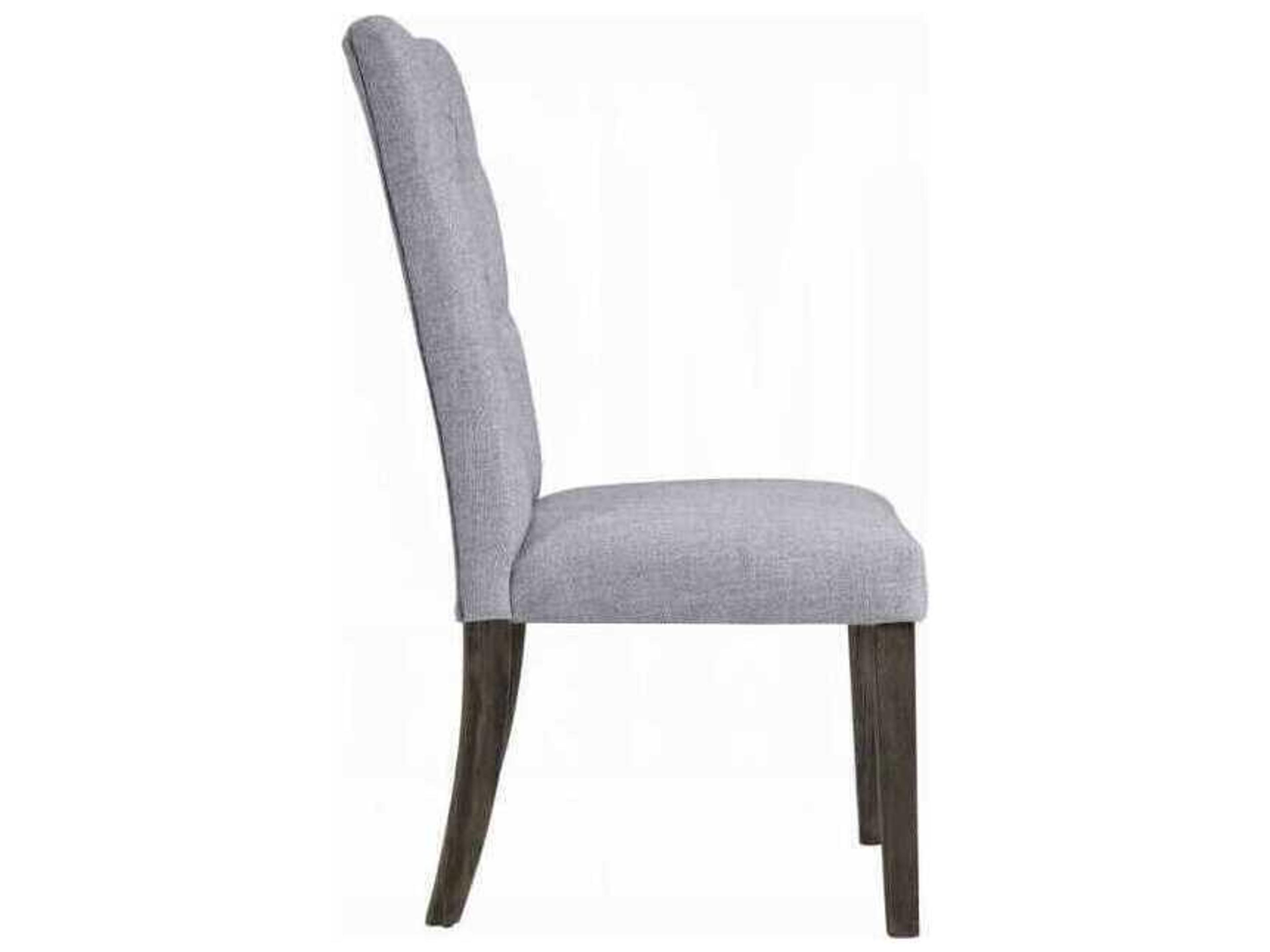 Acme Furniture Solid Wood Gray Upholstered Armless Dining Chair Set of 2