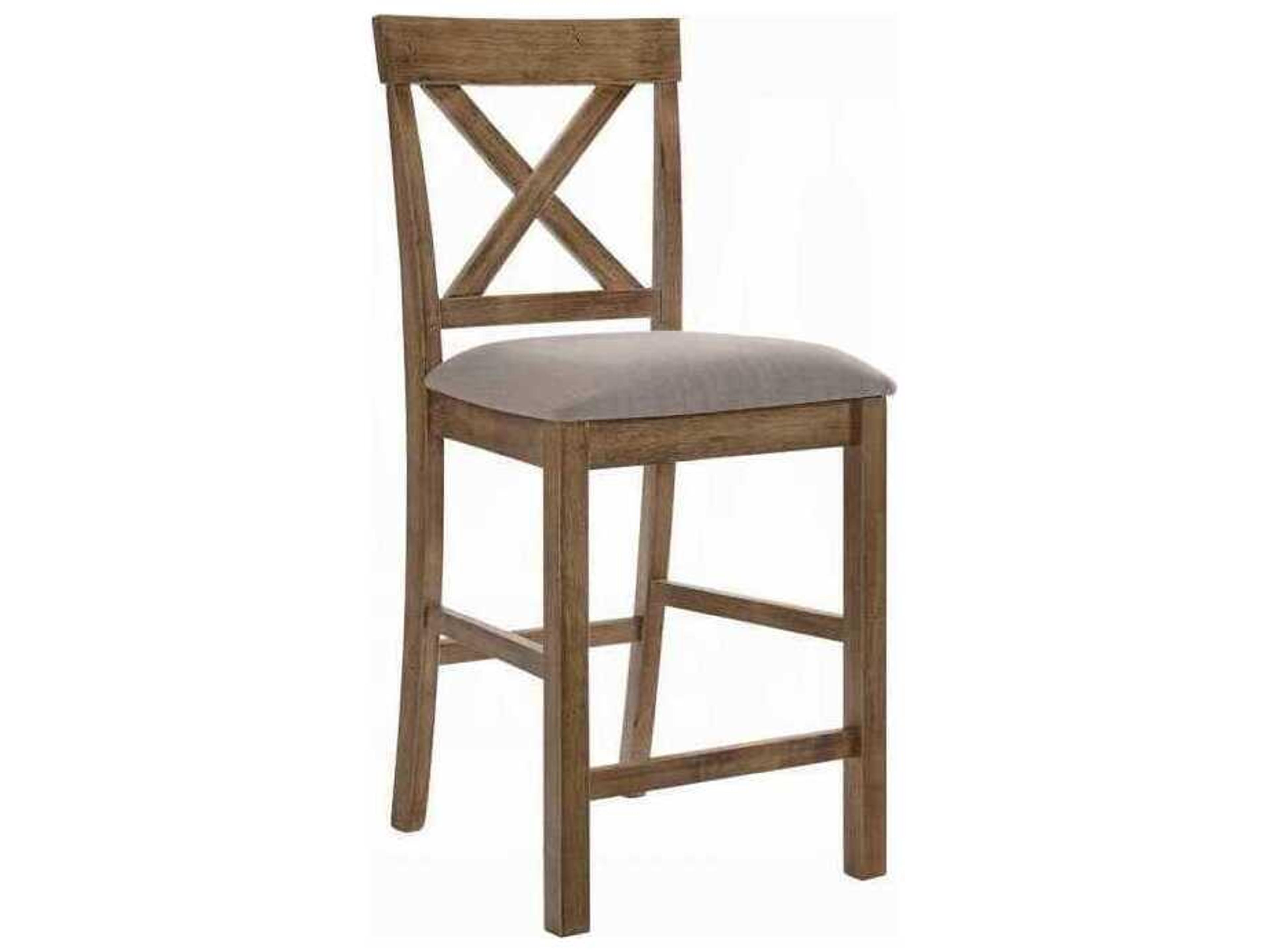 Marta Tan Linen Weathered Oak Upholstered Rubberwood Counter Stool