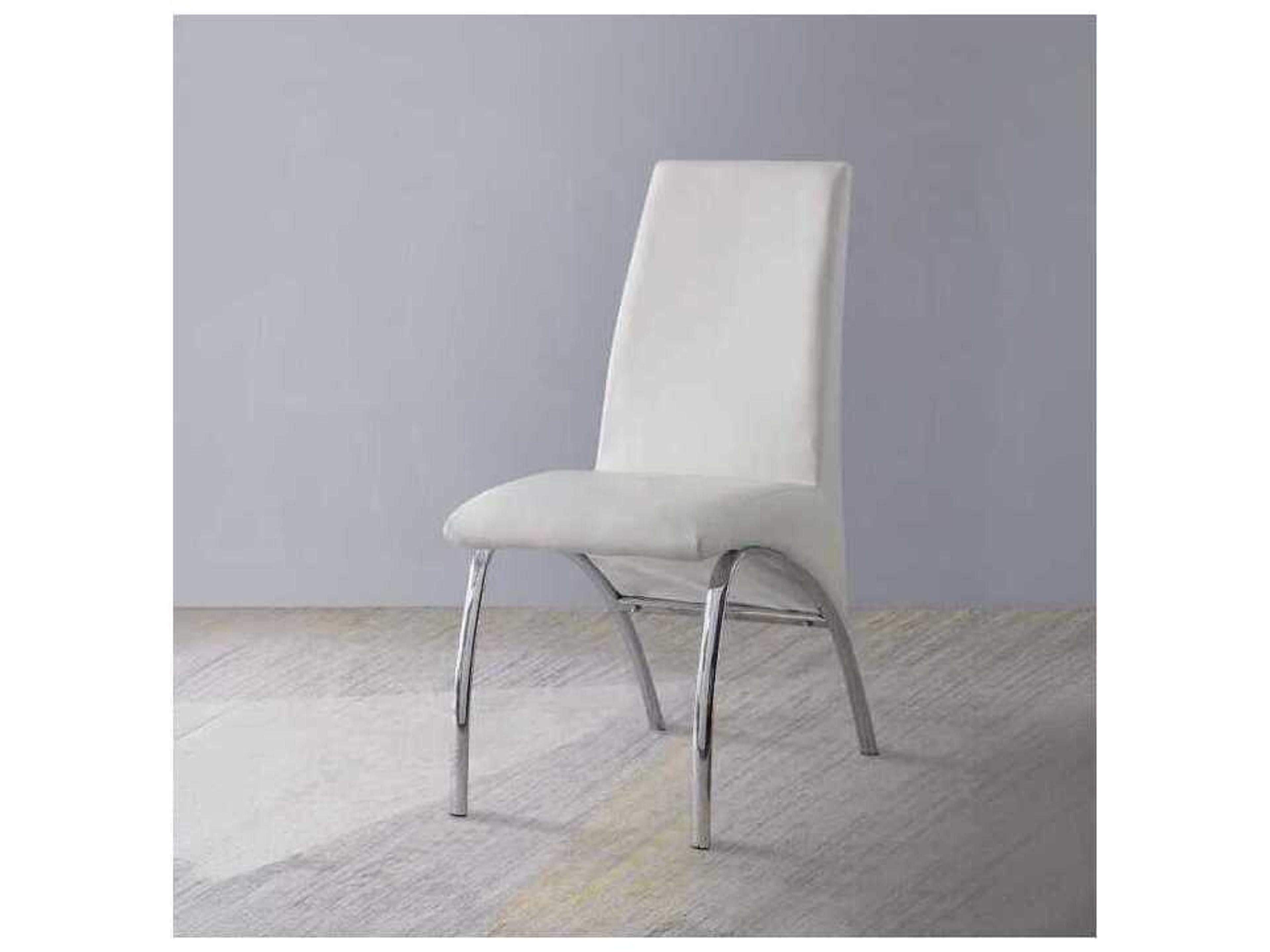 Acme Furniture Pervis White Faux Leather Armless Dining Chair Set of 2