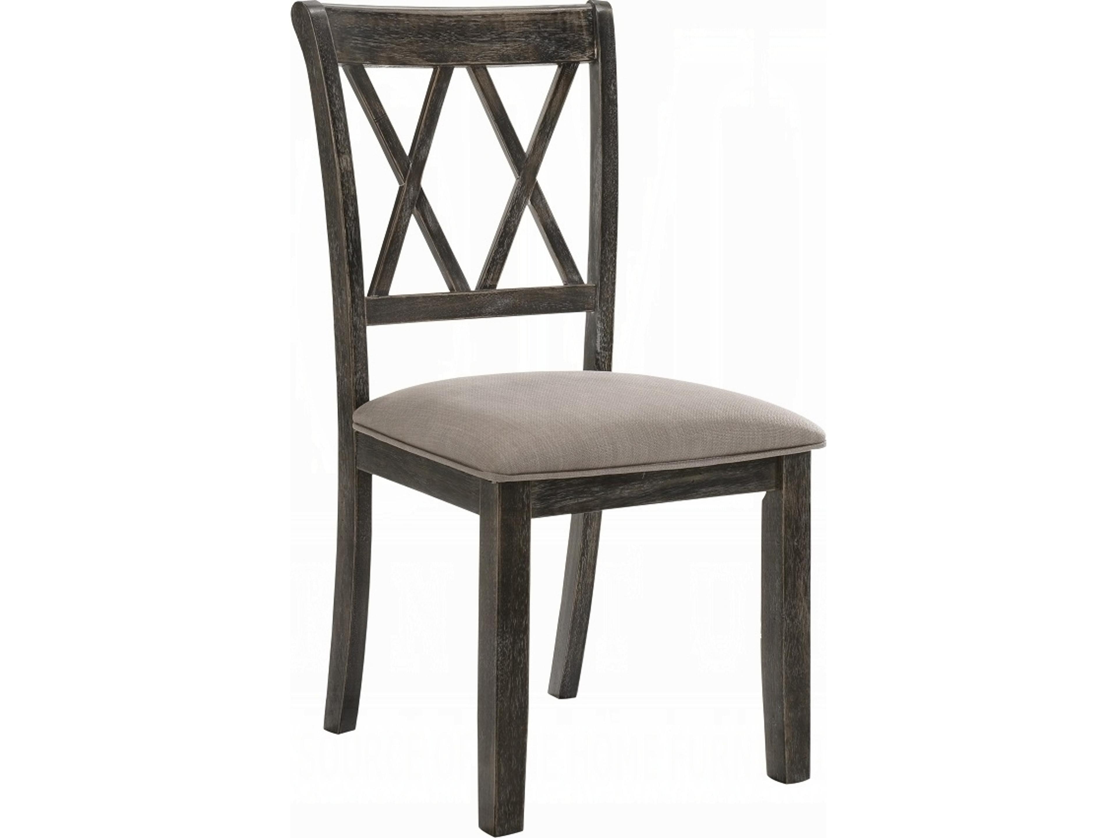 Acme Furniture Claudia Ii Rubberwood Gray Upholstered Armless Dining Chair Set of 2
