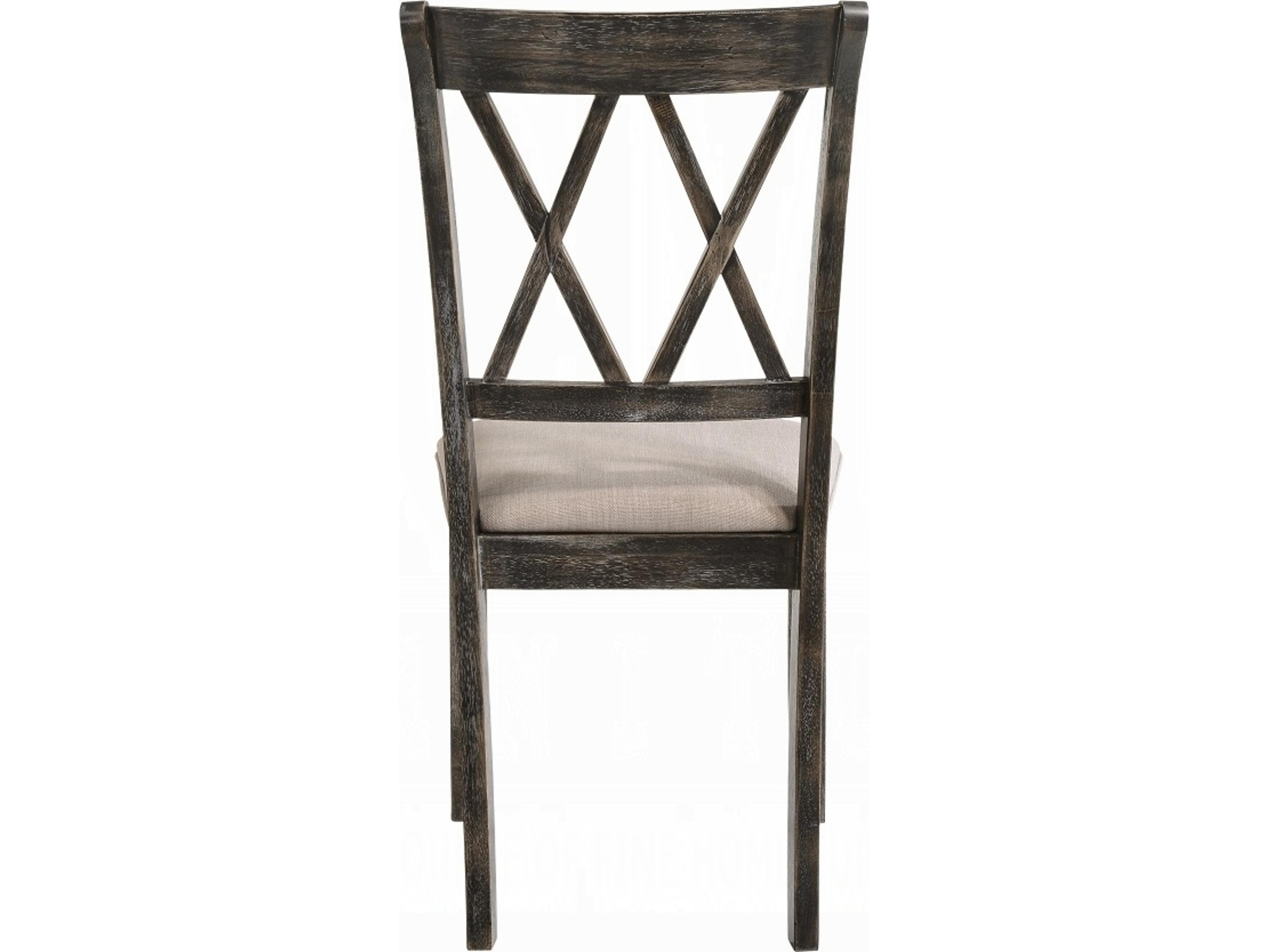 Acme Furniture Claudia Ii Rubberwood Gray Upholstered Armless Dining Chair Set of 2