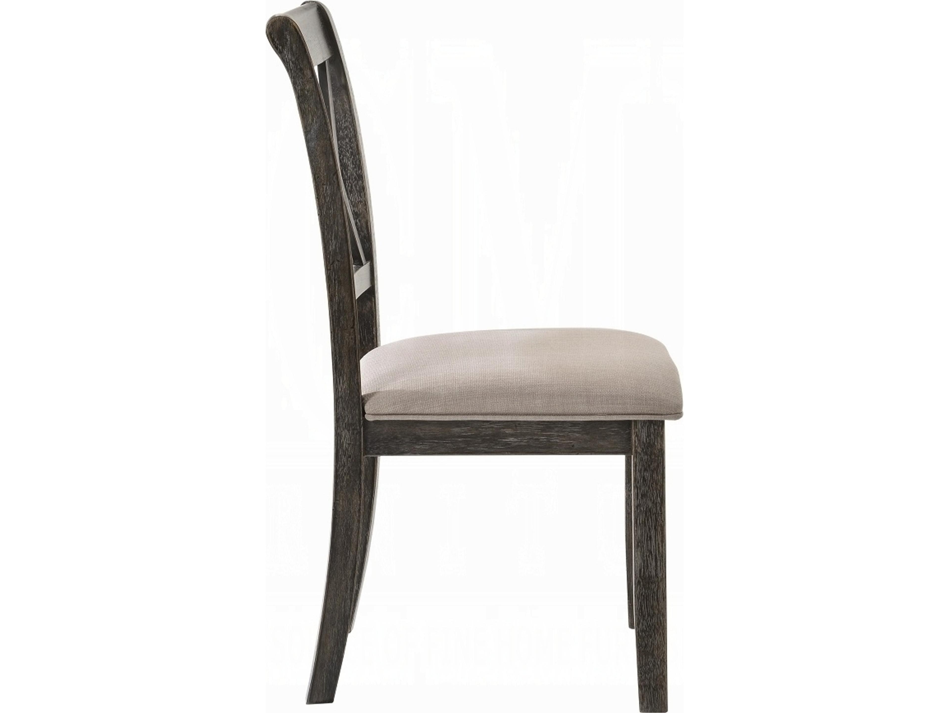 Acme Furniture Claudia Ii Rubberwood Gray Upholstered Armless Dining Chair Set of 2