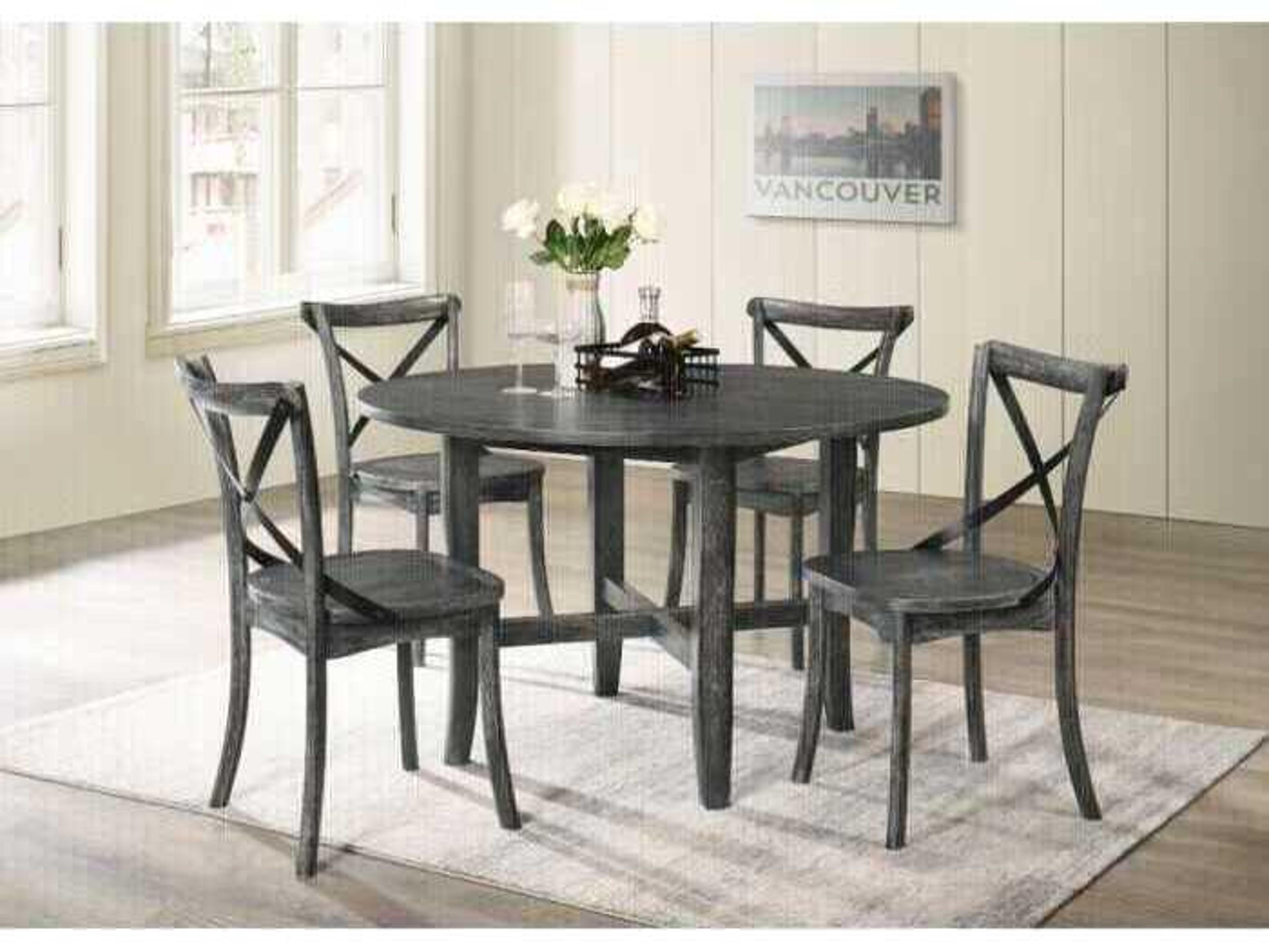 Acme Furniture Kendric Round Wood Rustic Gray Dining Table