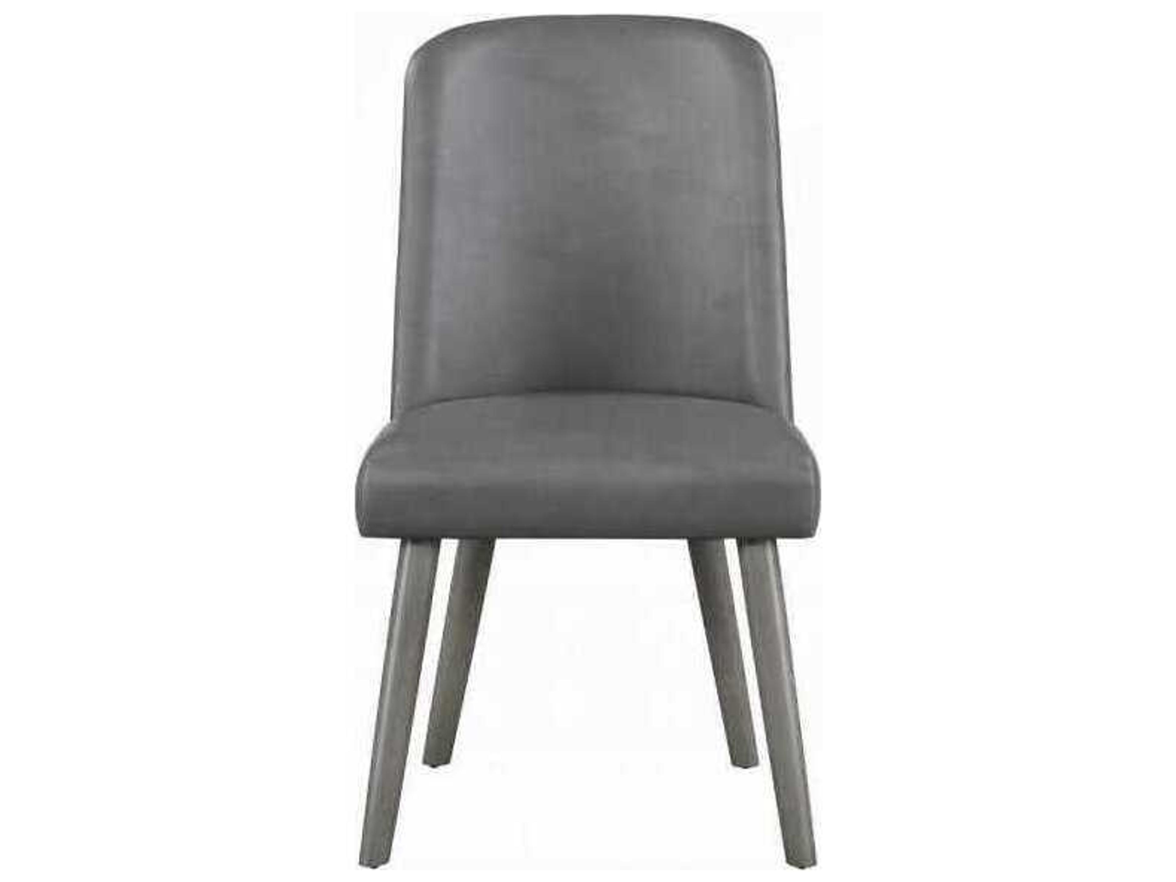 Acme Furniture Waylon Acacia Wood Gray Faux Leather Armless Dining Chair Set of 2