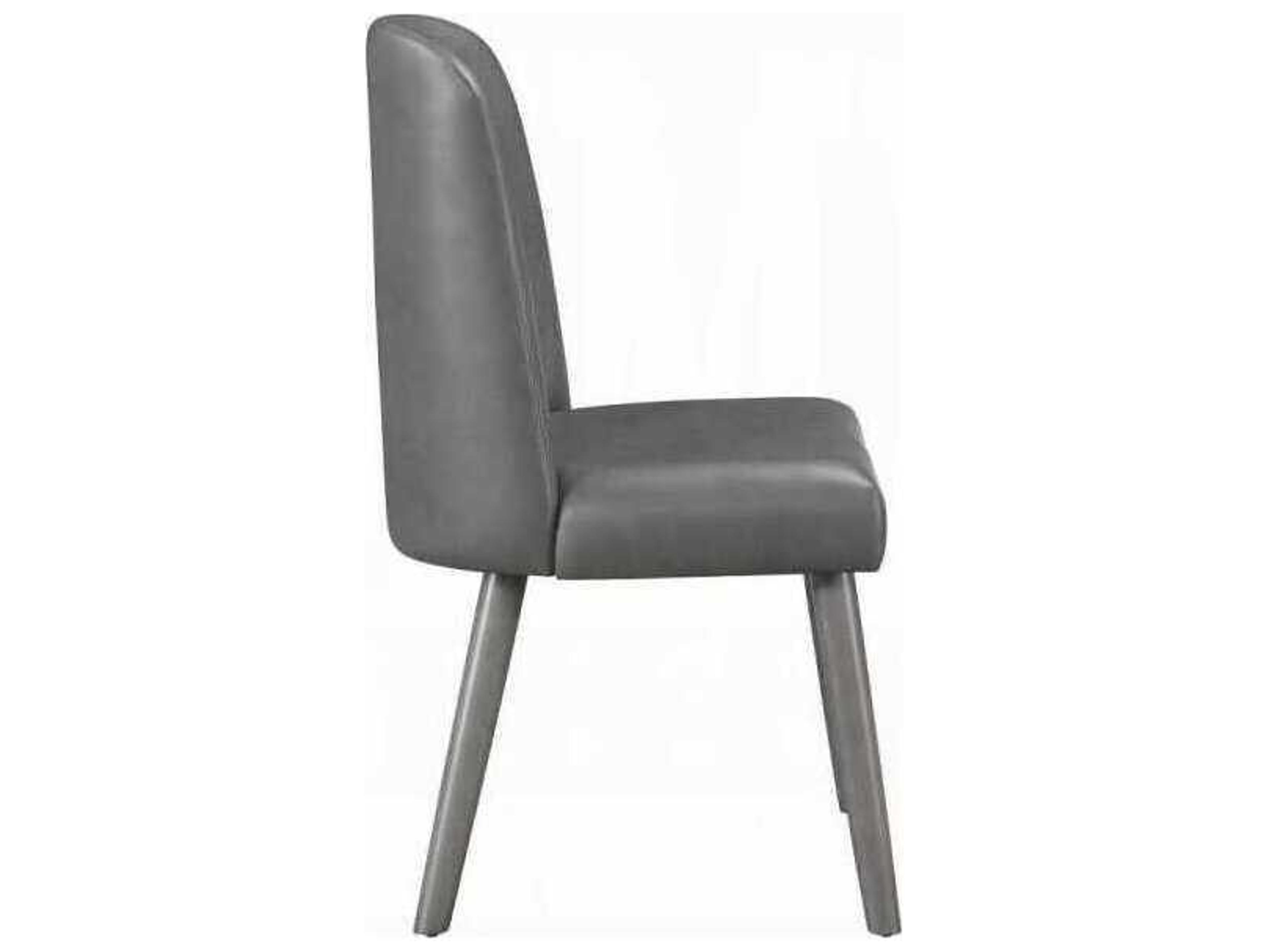 Acme Furniture Waylon Acacia Wood Gray Faux Leather Armless Dining Chair Set of 2