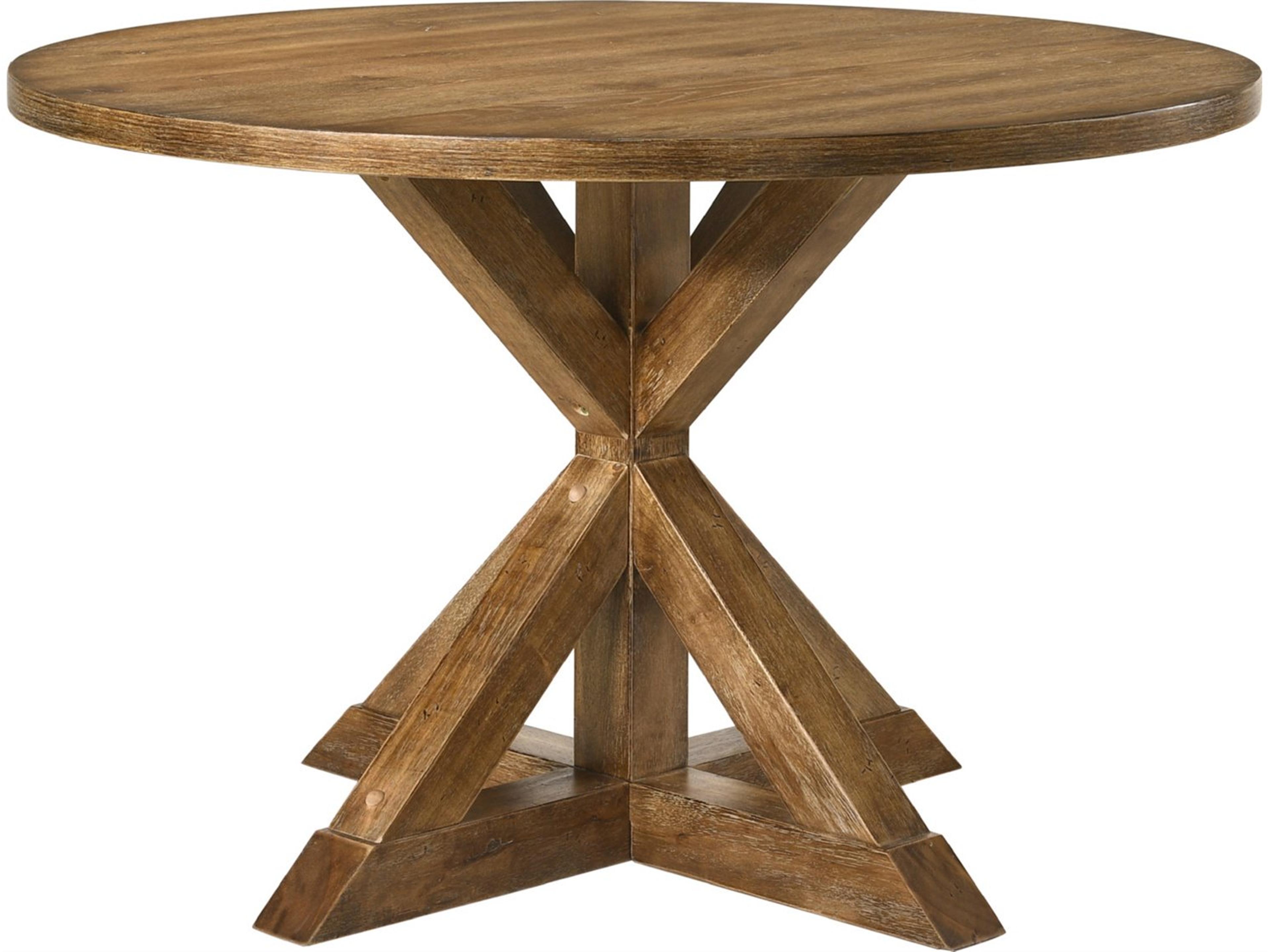 Wallace Round Wood Weathered Oak Dining Table