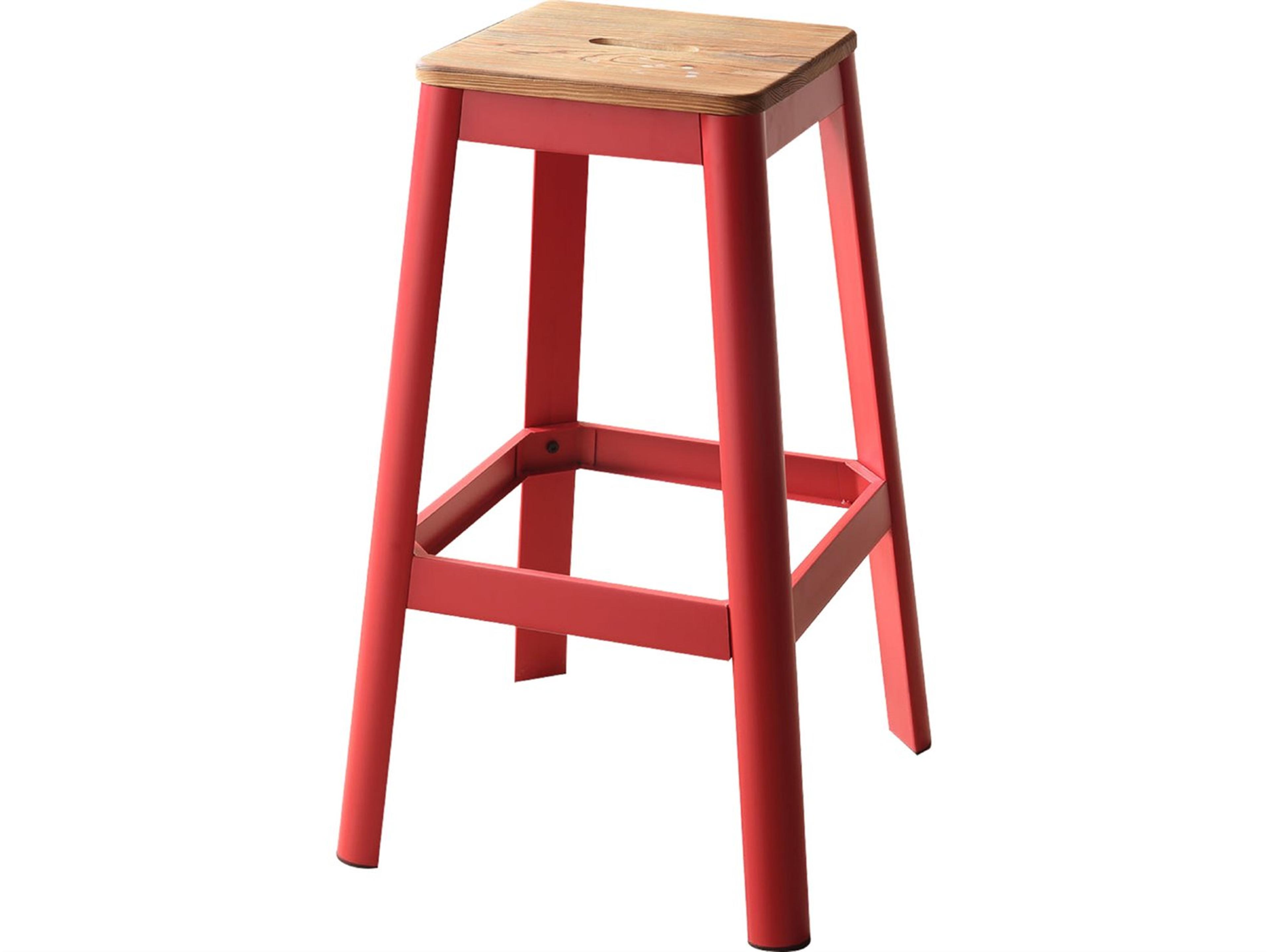 Jacotte Natural Red Pine Wood Bar Stool