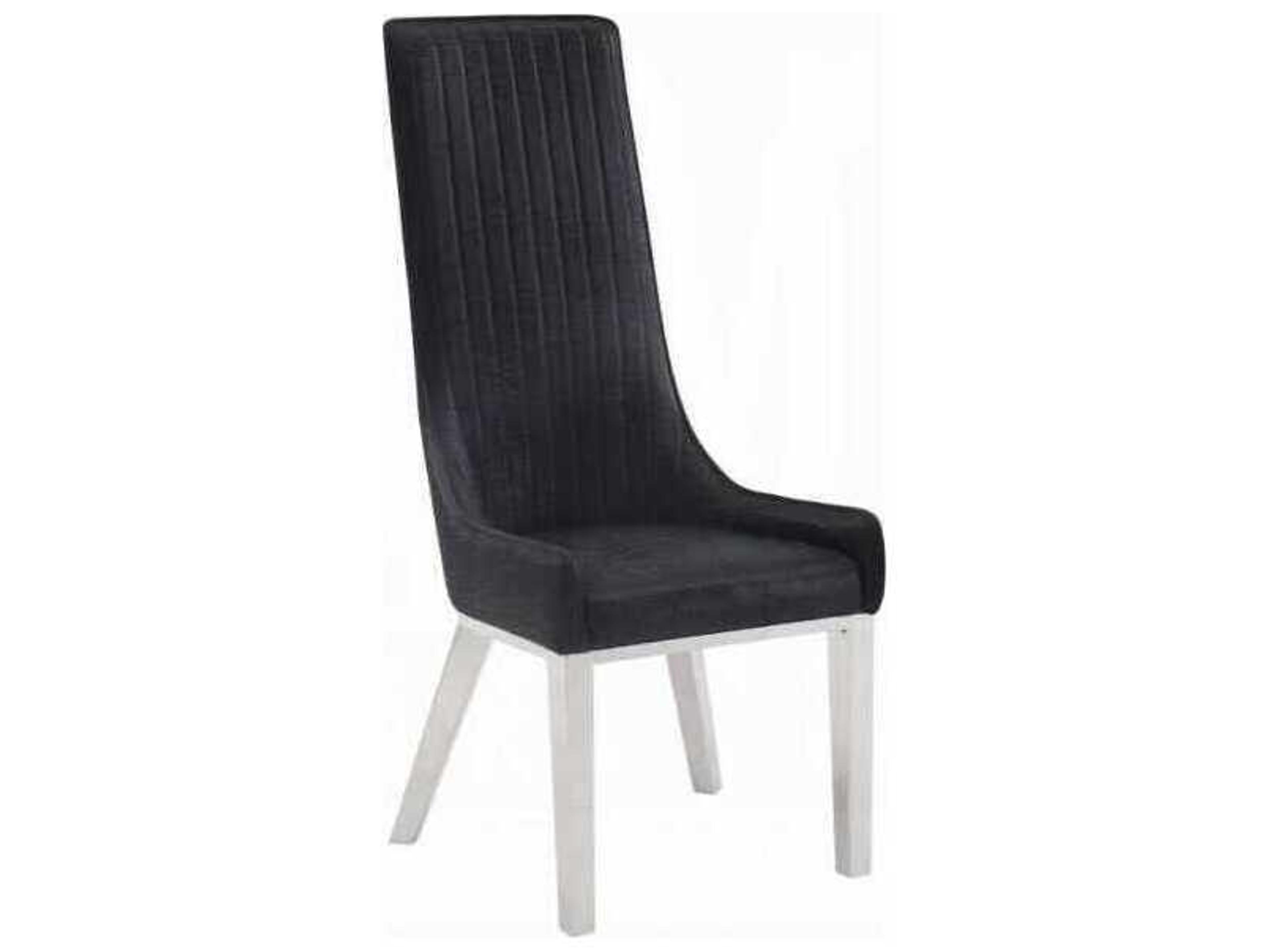 Black Velvet Upholstered Armless Dining Chair Set of 2