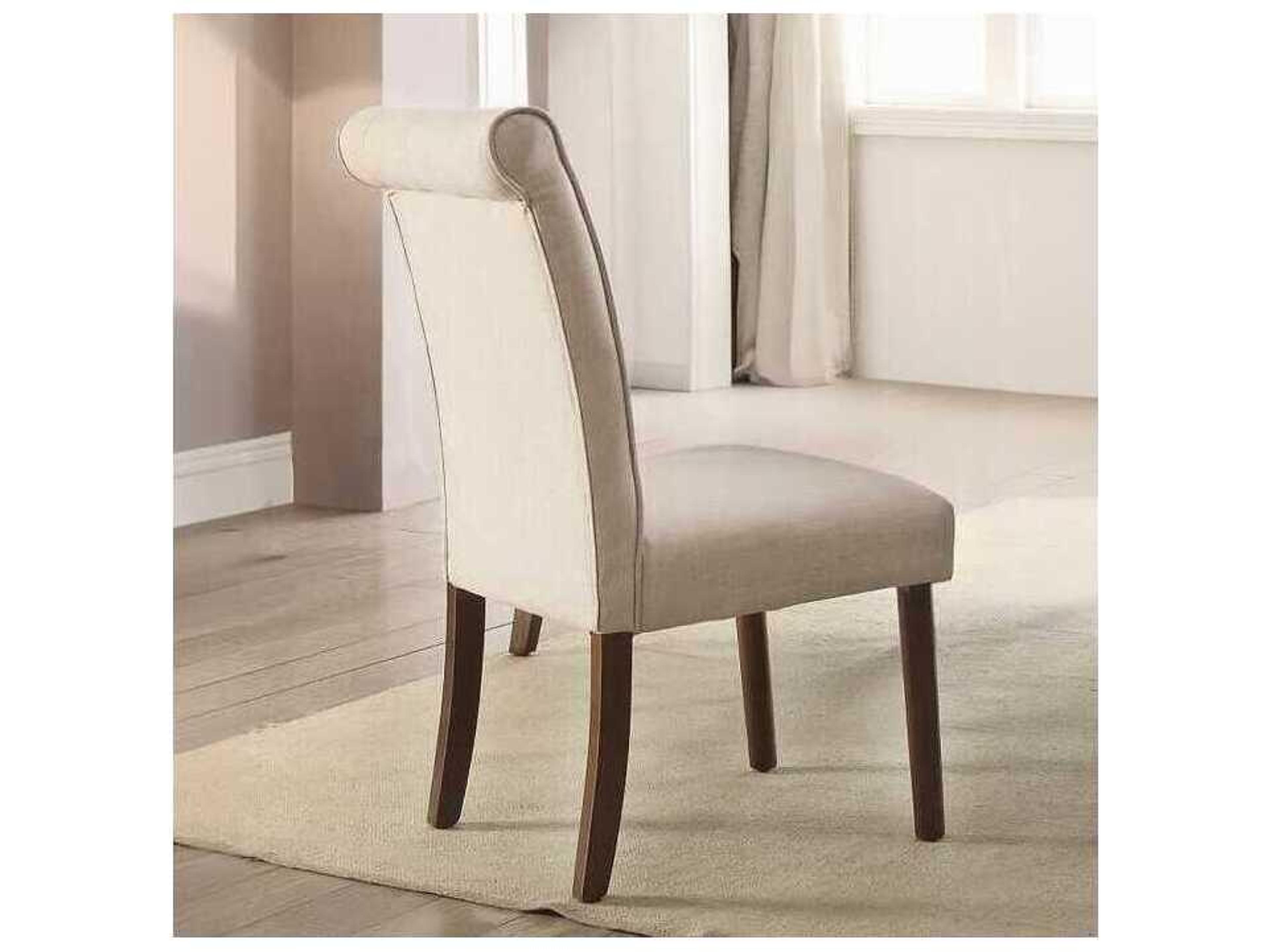 Acme Furniture Beige Upholstered Armless Dining Chair Set of 2