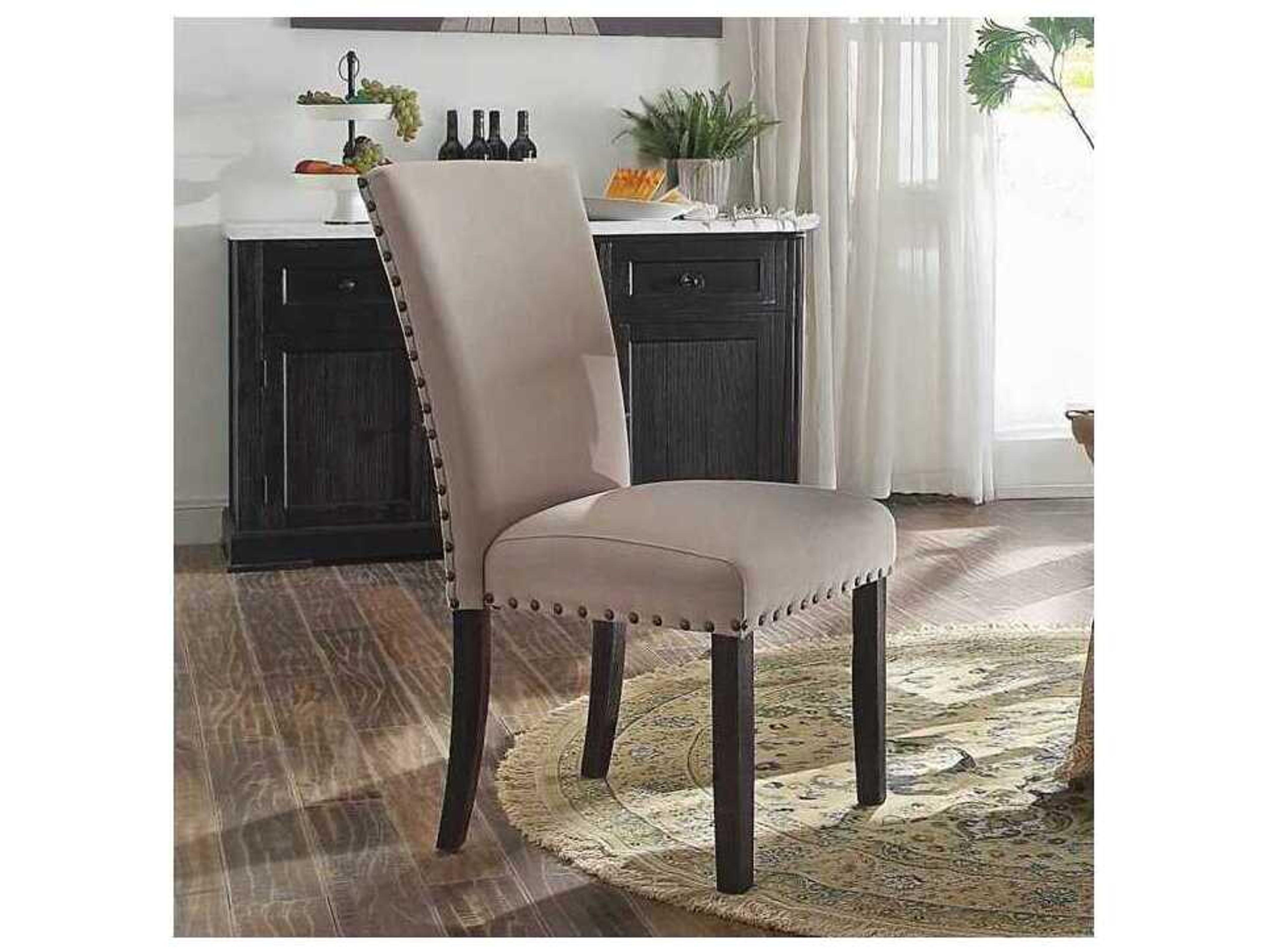 Acme Furniture Nolan Rubberwood Brown Upholstered Armless Dining Chair Set of 2