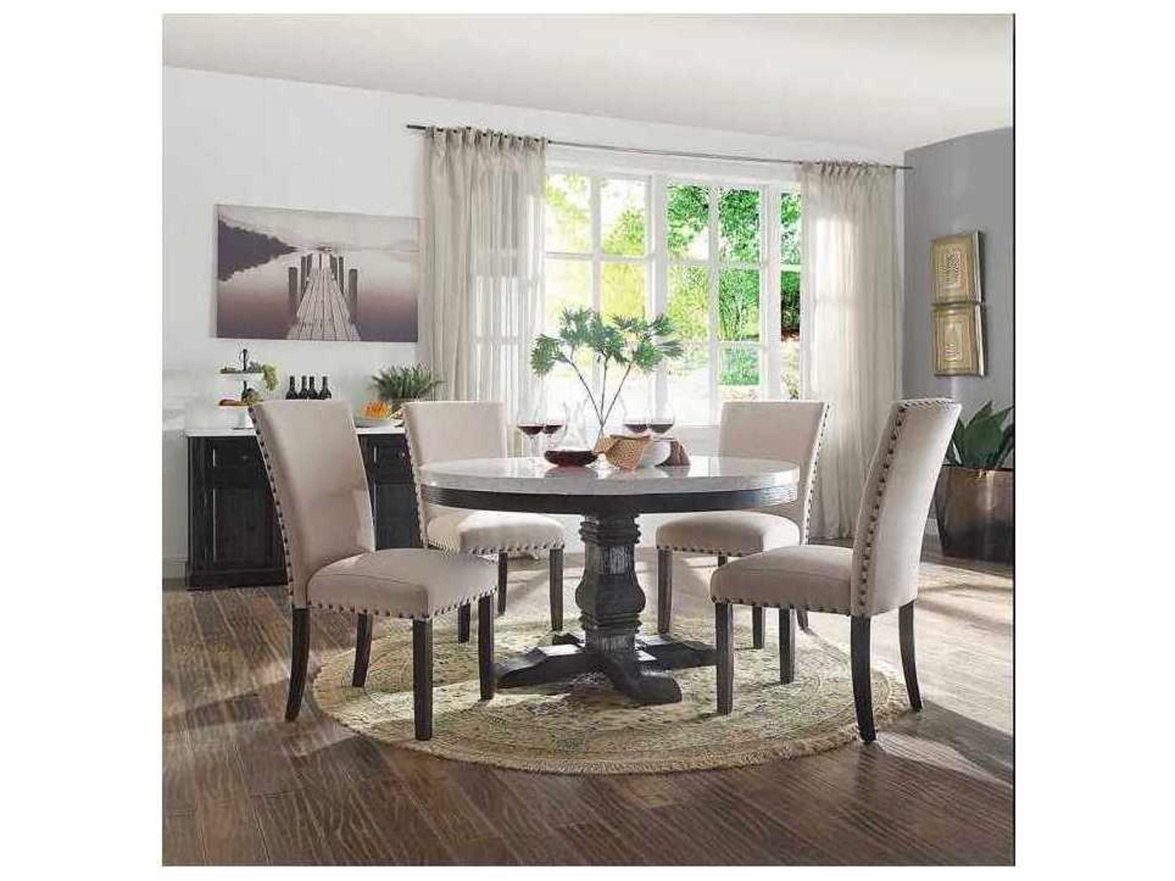 Acme Furniture Nolan Rubberwood Brown Upholstered Armless Dining Chair Set of 2