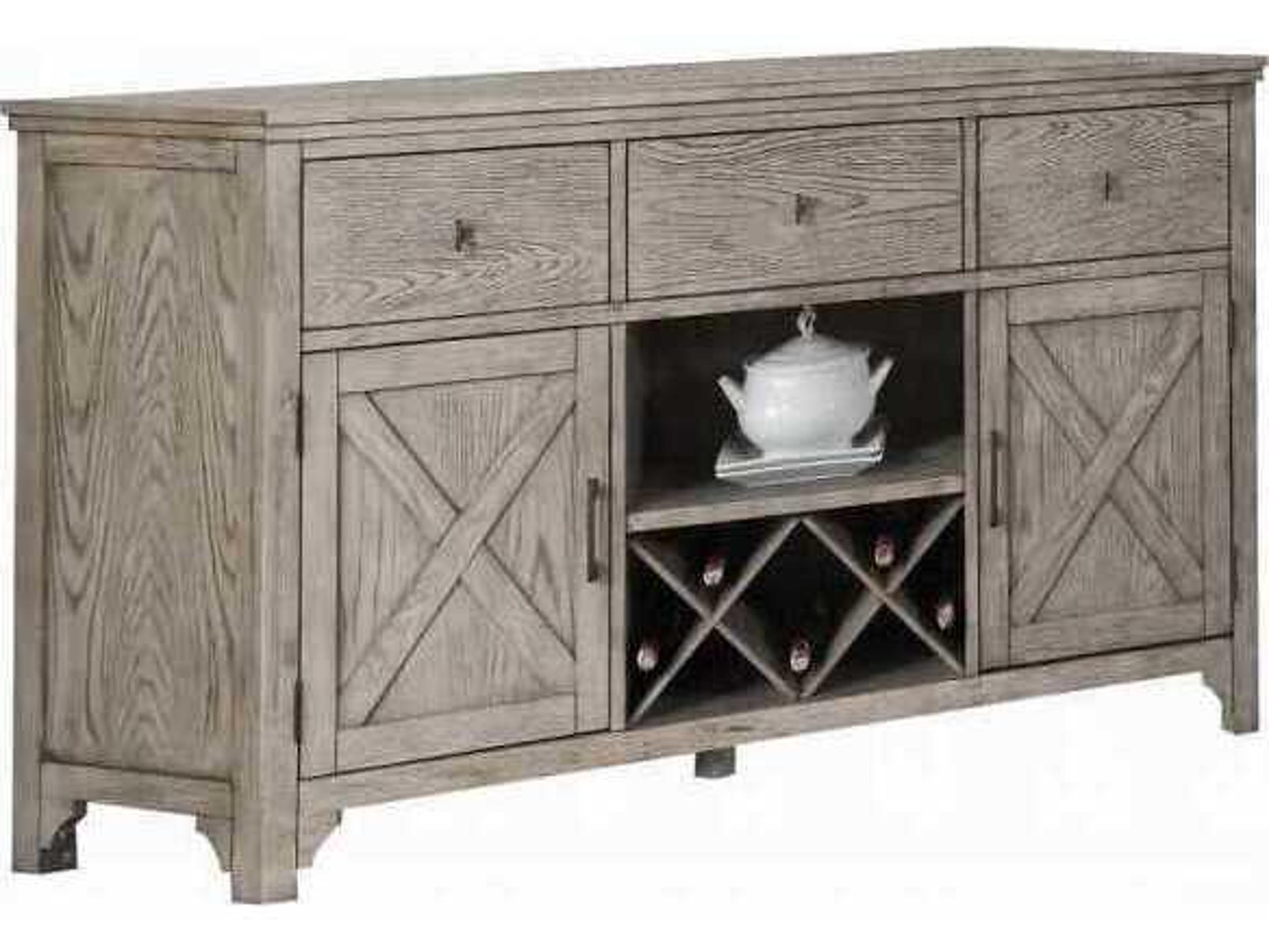 Rocky 66" Oak Wood Gray Sideboard