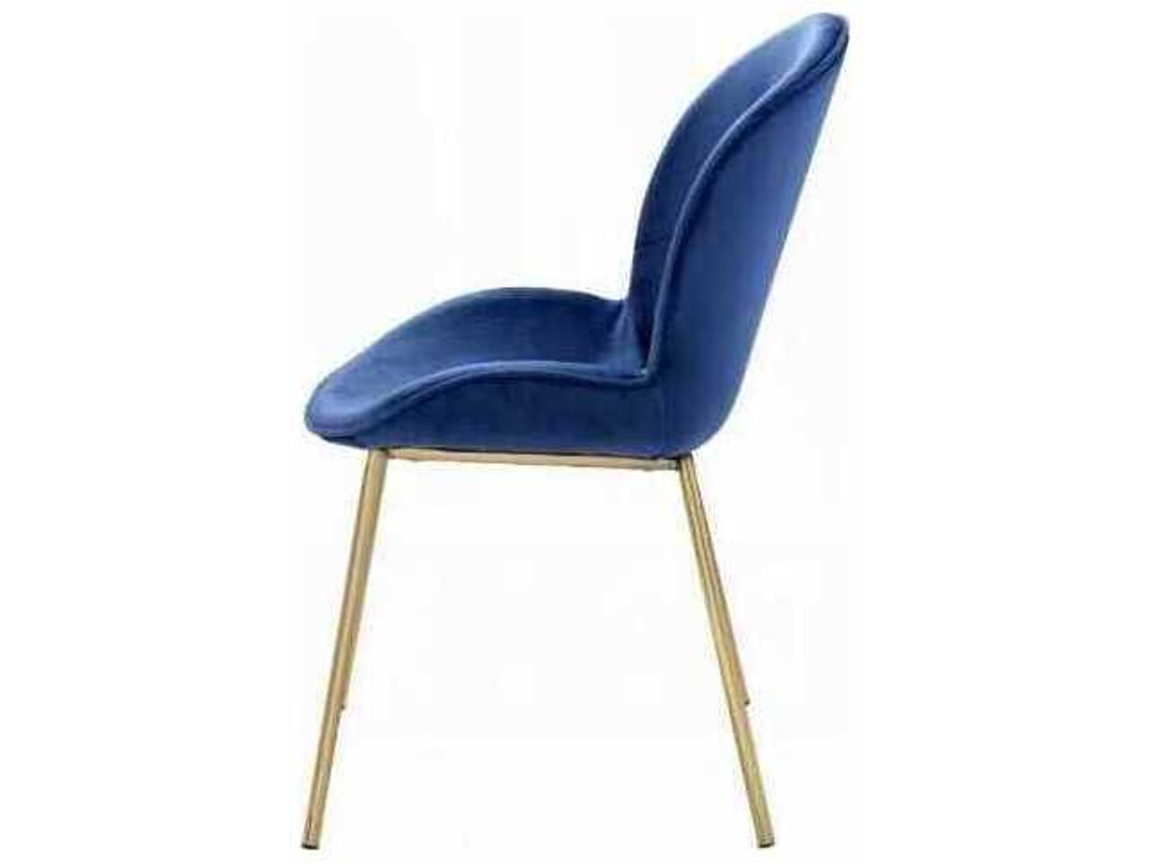 Acme Furniture Blue Velvet Upholstered Armless Dining Chair Set of 2