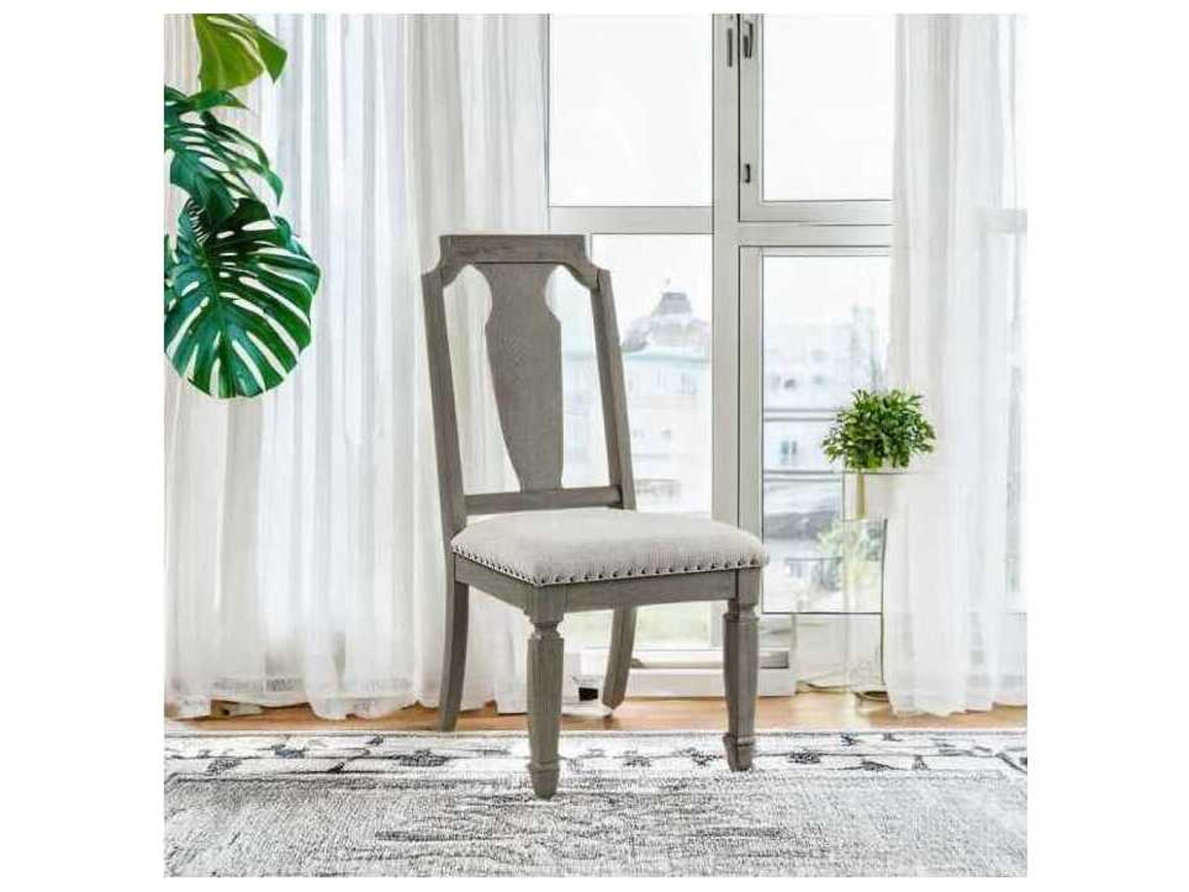 Acme Furniture Plywood Gray Upholstered Armless Dining Chair Set of 2