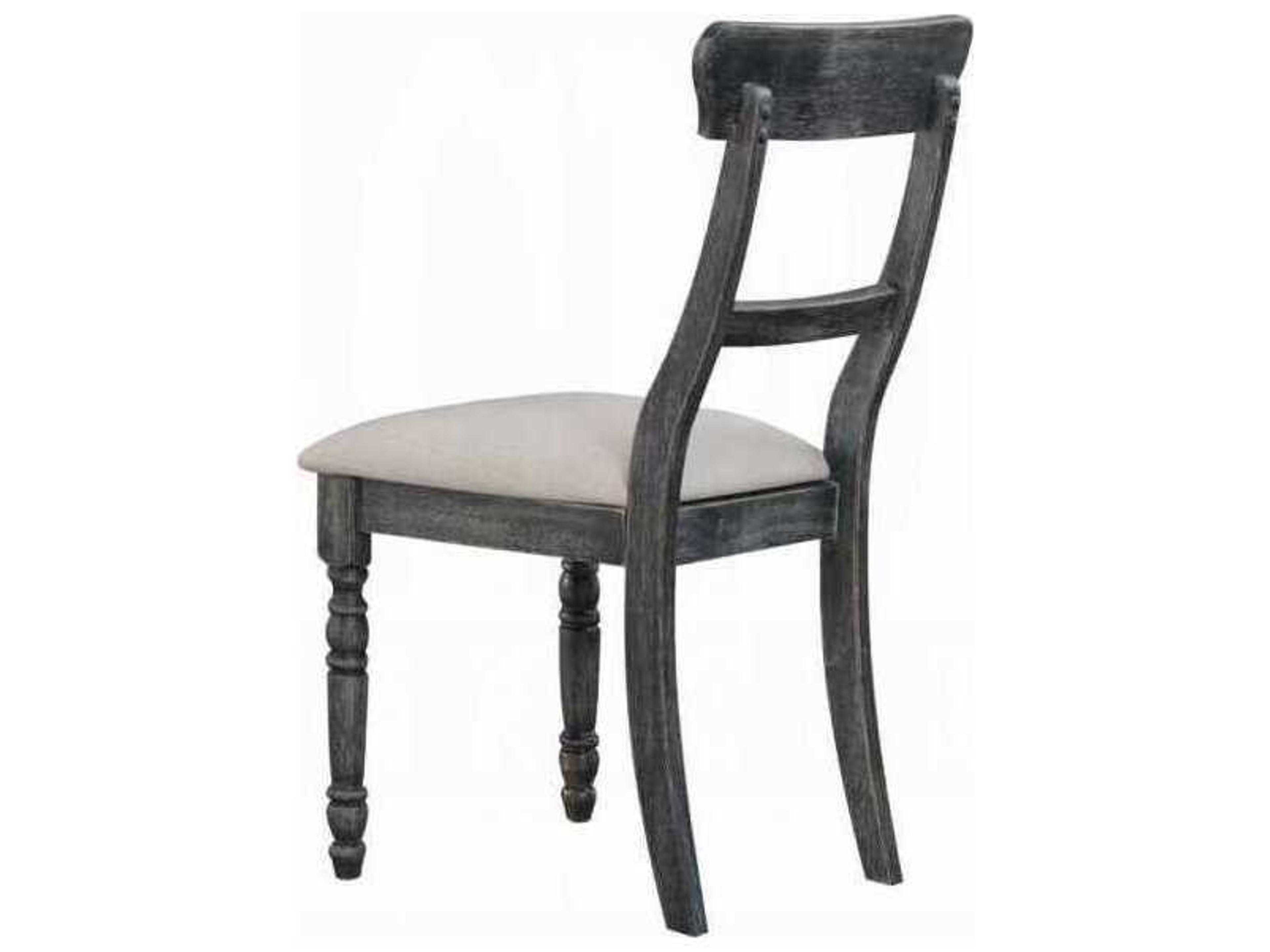 Leventis Rubberwood Gray Upholstered Armless Dining Chair Set of 2