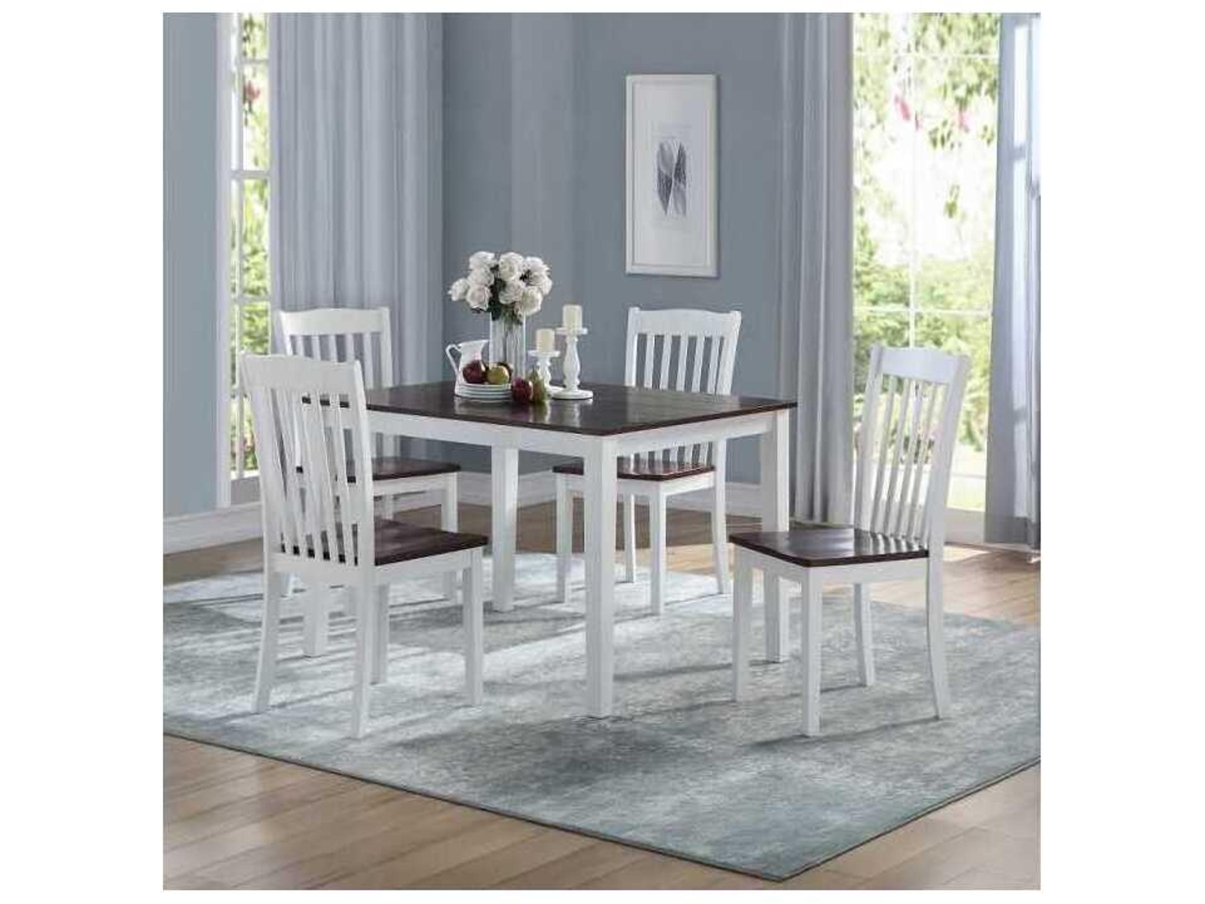 Acme Furniture Birch Wood White Armless Dining Chair Set of 2