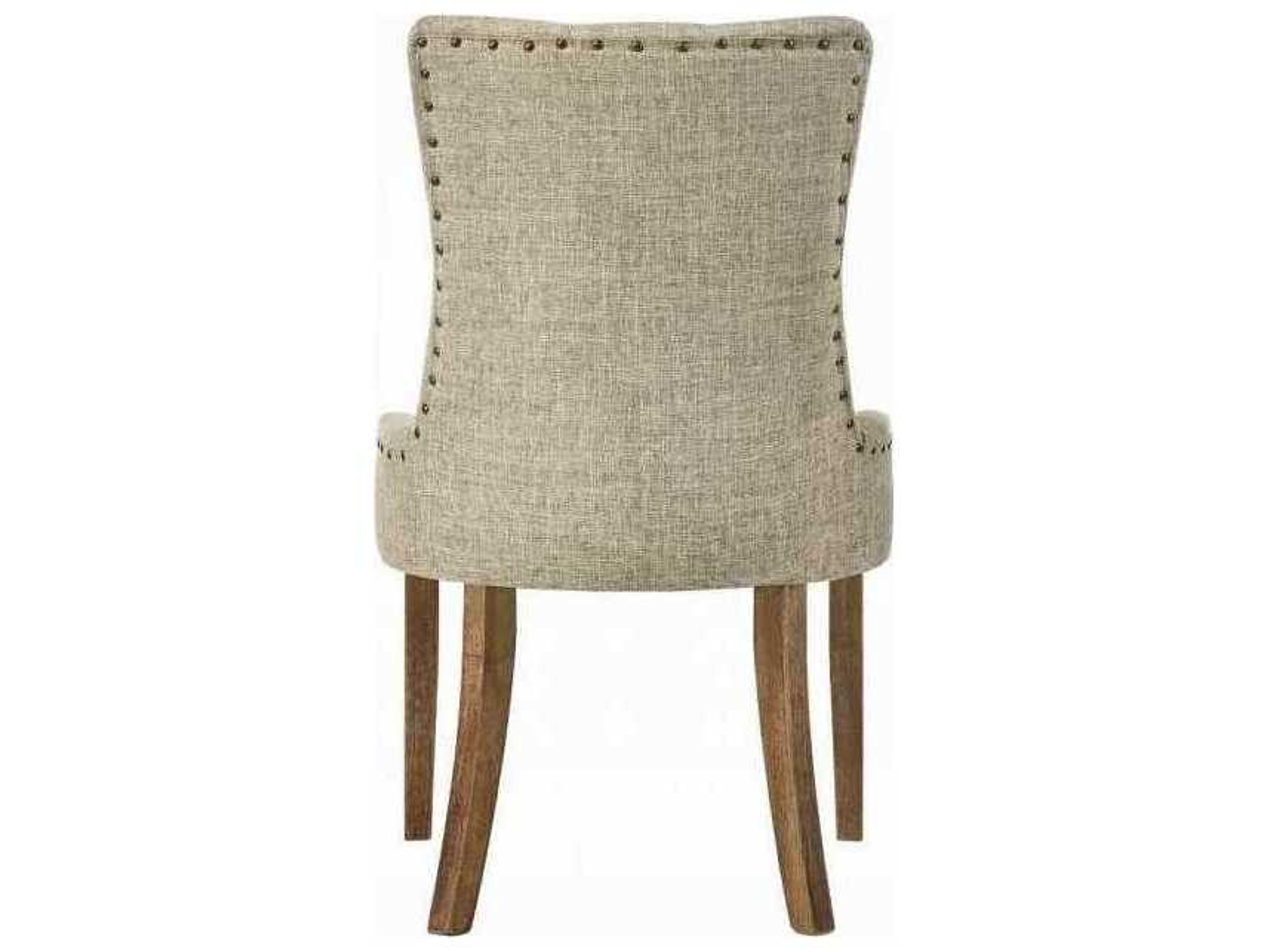 Acme Furniture Rubberwood Beige Upholstered Armless Dining Chair Set of 2