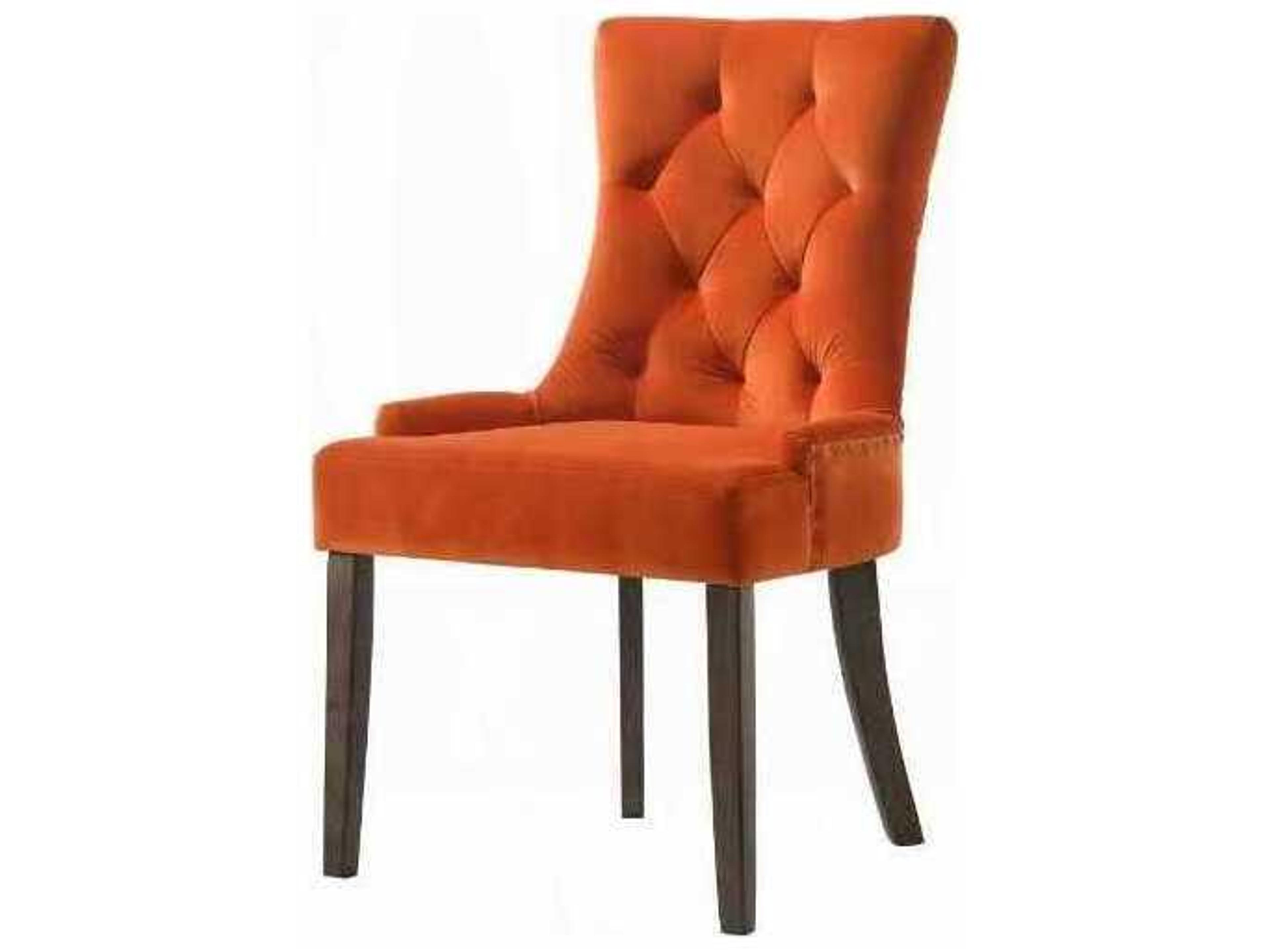 Farren Rubberwood Orange Velvet Upholstered Armless Dining Chair Set of 2