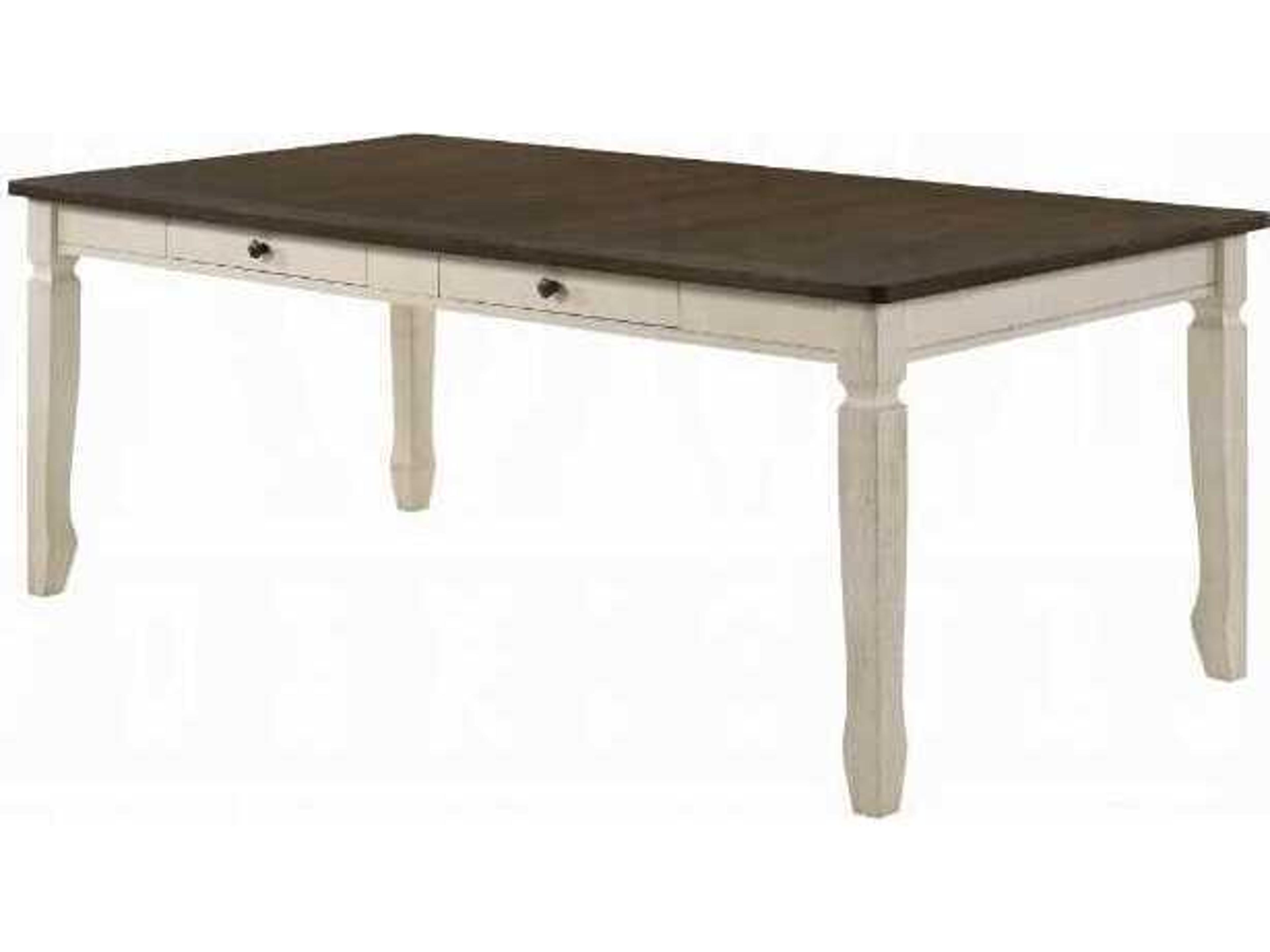 Acme Furniture Fedele Rectangular Wood Weathered Oak Cream Dining Table
