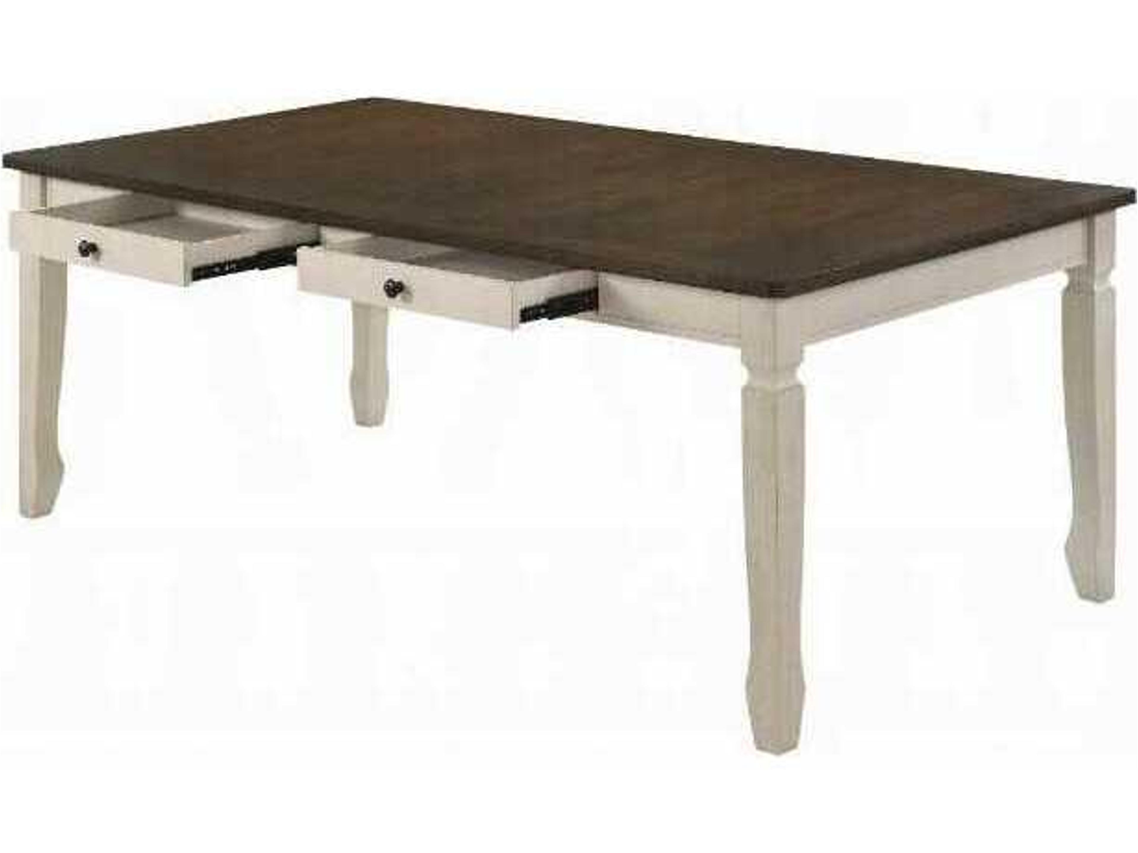 Acme Furniture Fedele Rectangular Wood Weathered Oak Cream Dining Table