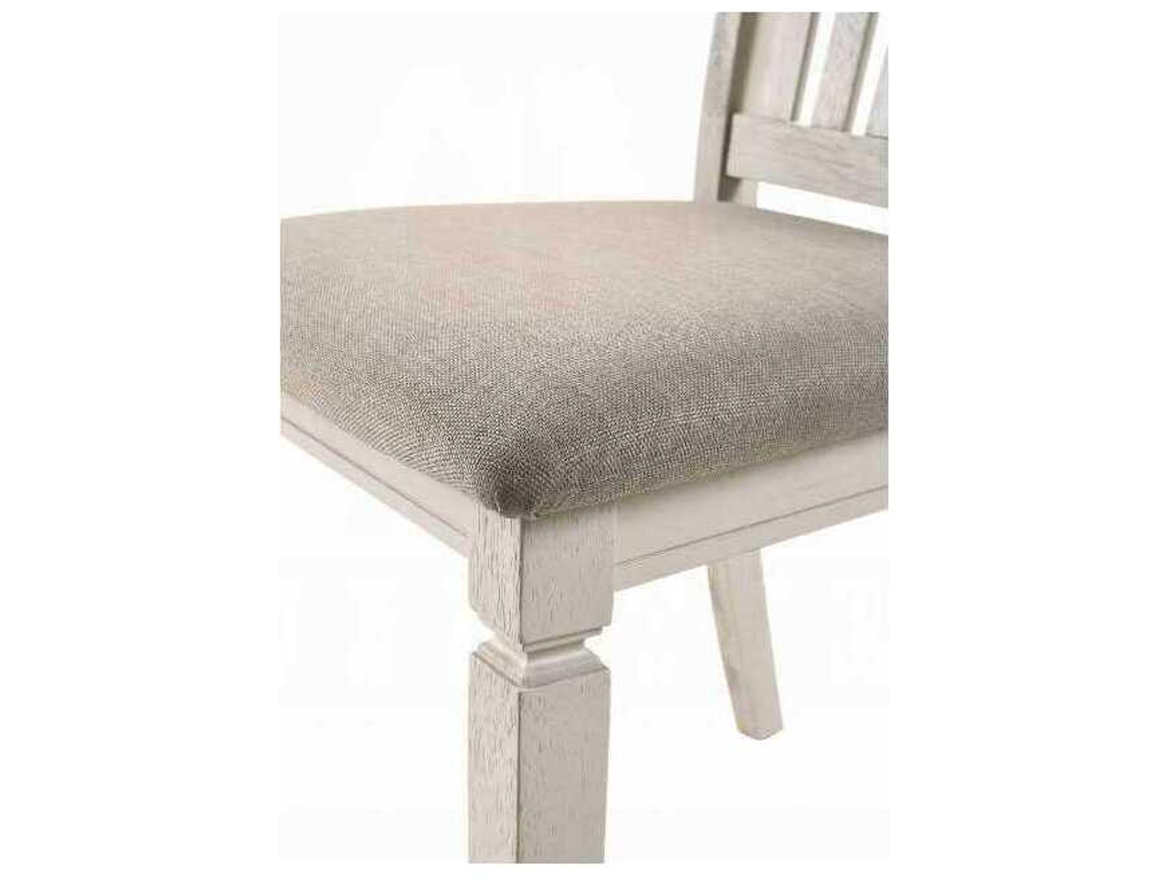 Acme Furniture Fedele Rubberwood Beige Upholstered Armless Dining Chair Set of 2