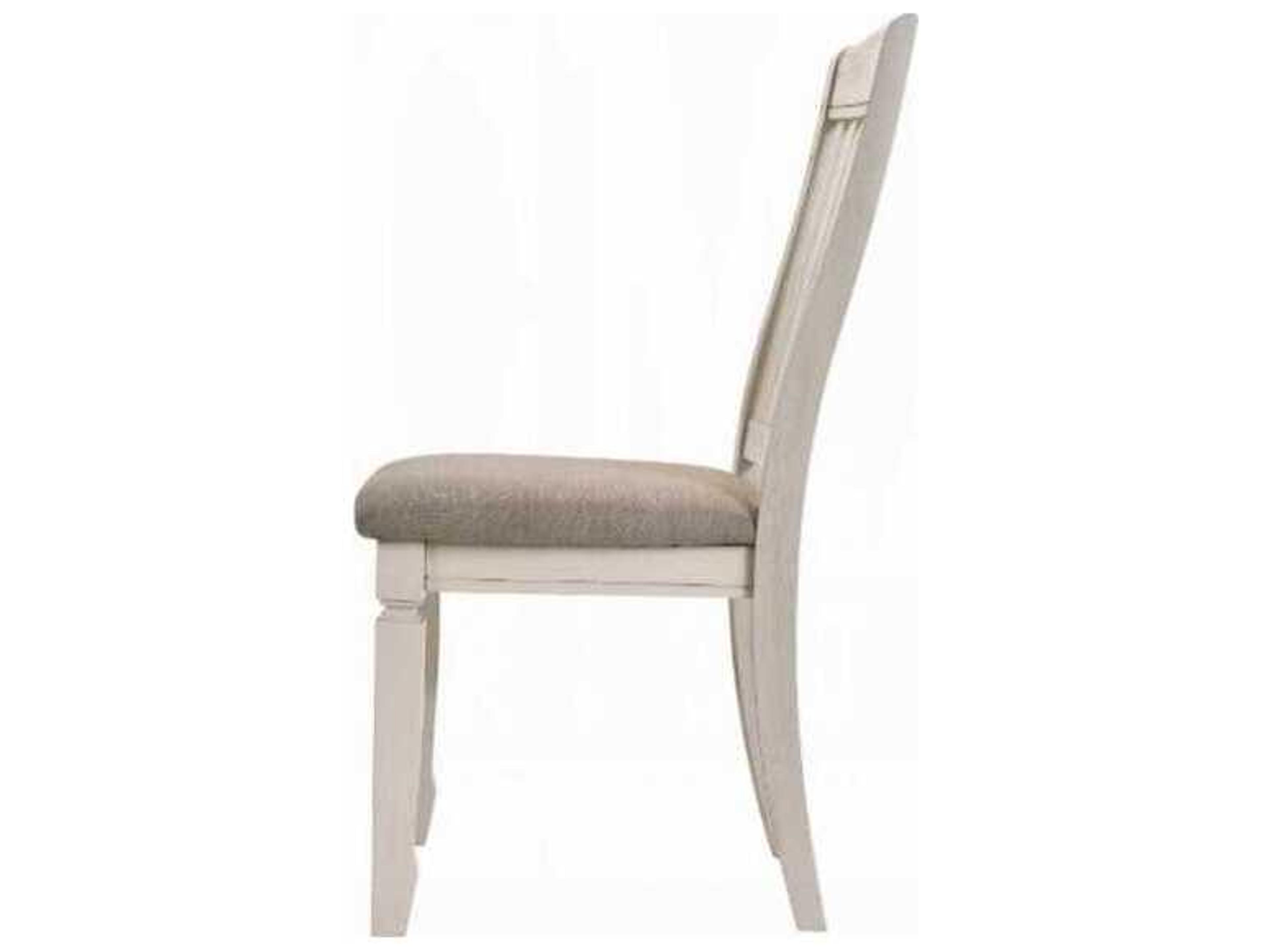 Acme Furniture Fedele Rubberwood Beige Upholstered Armless Dining Chair Set of 2