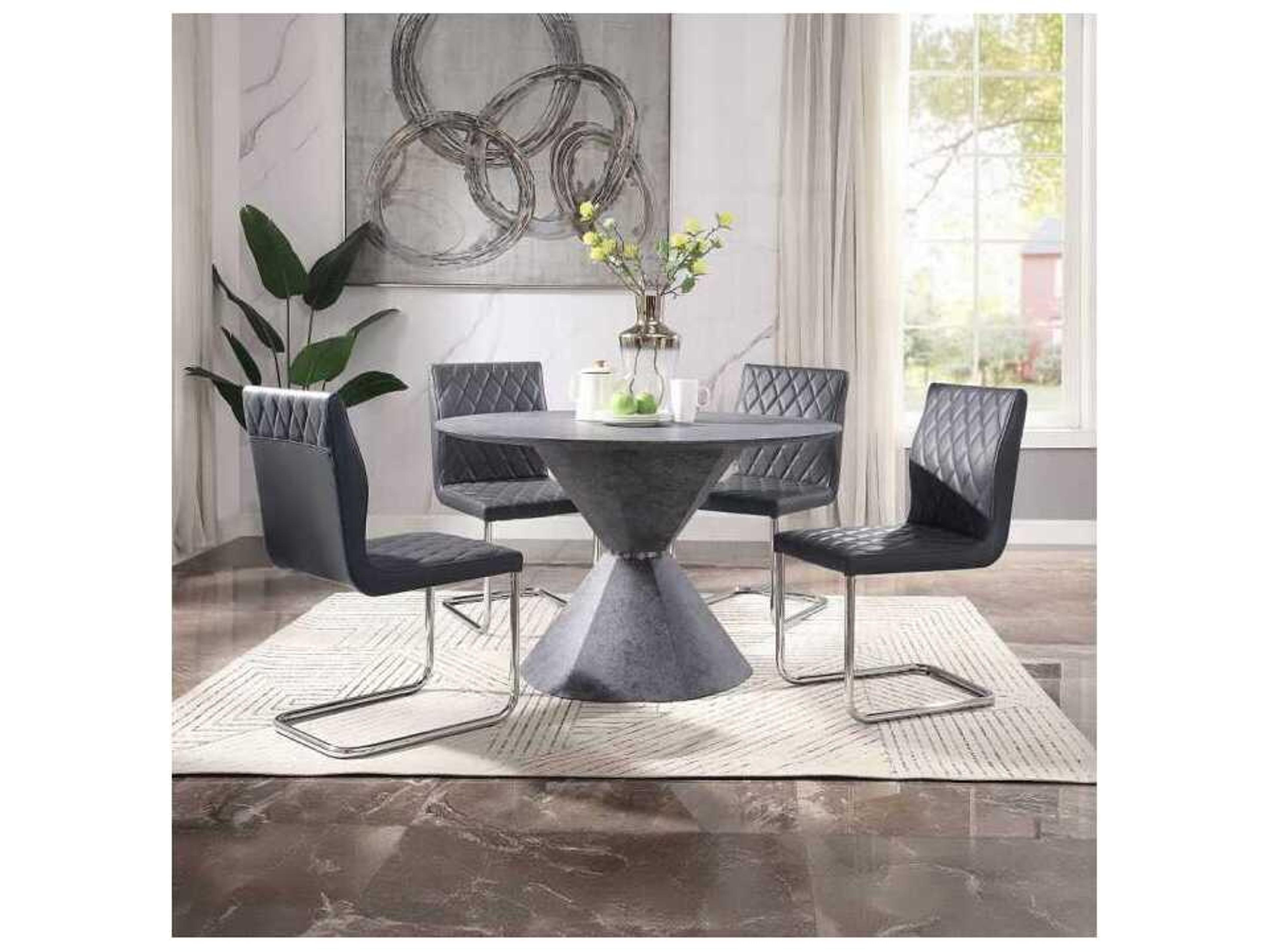 Acme Furniture Ansonia Round Faux Cement Concrete Dining Table