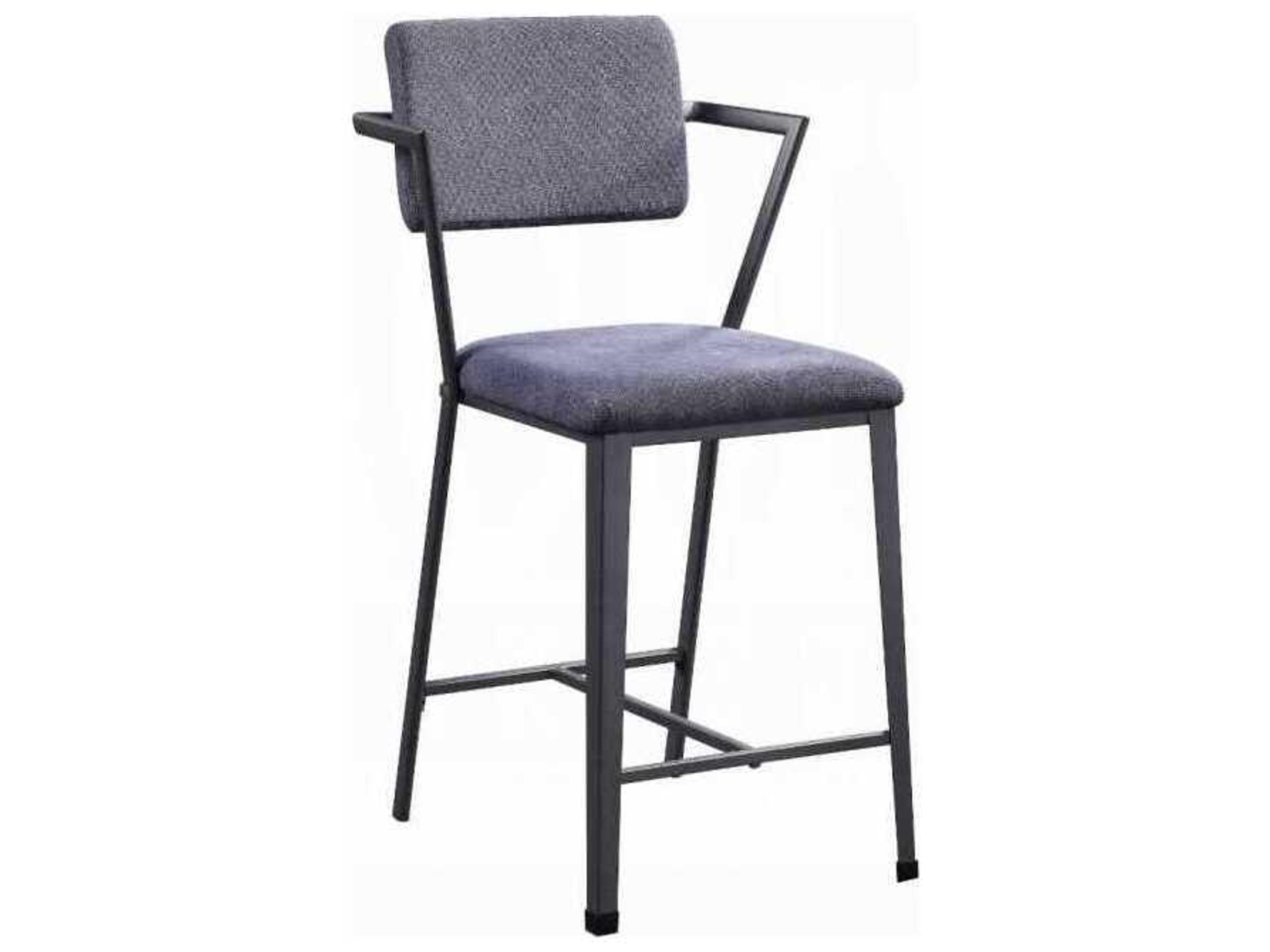 Cargo Fabric Gunmetal Upholstered Counter Stool