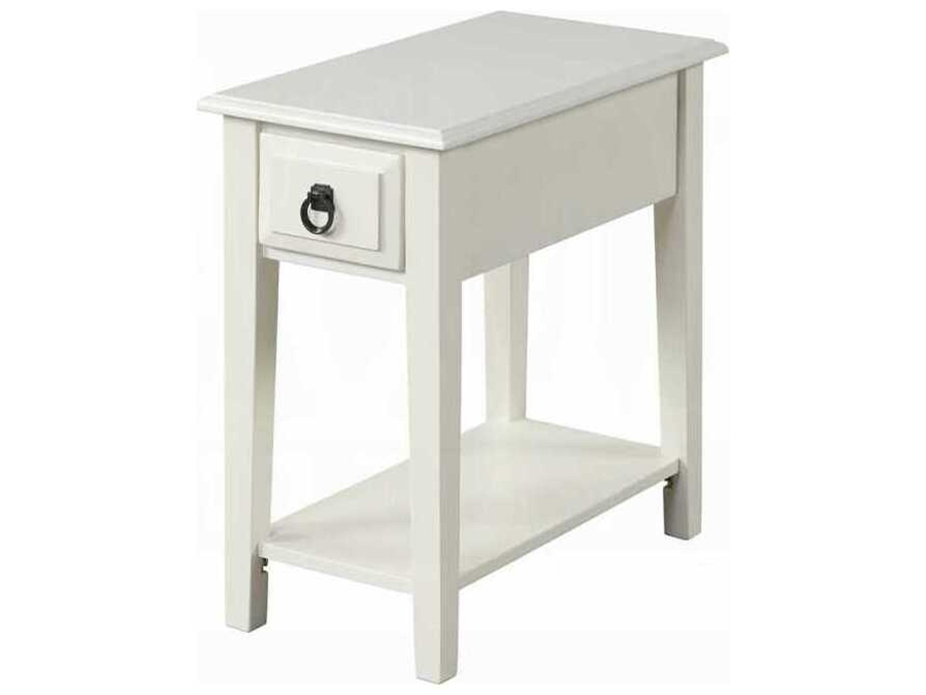 Rectangular Wood White End Table