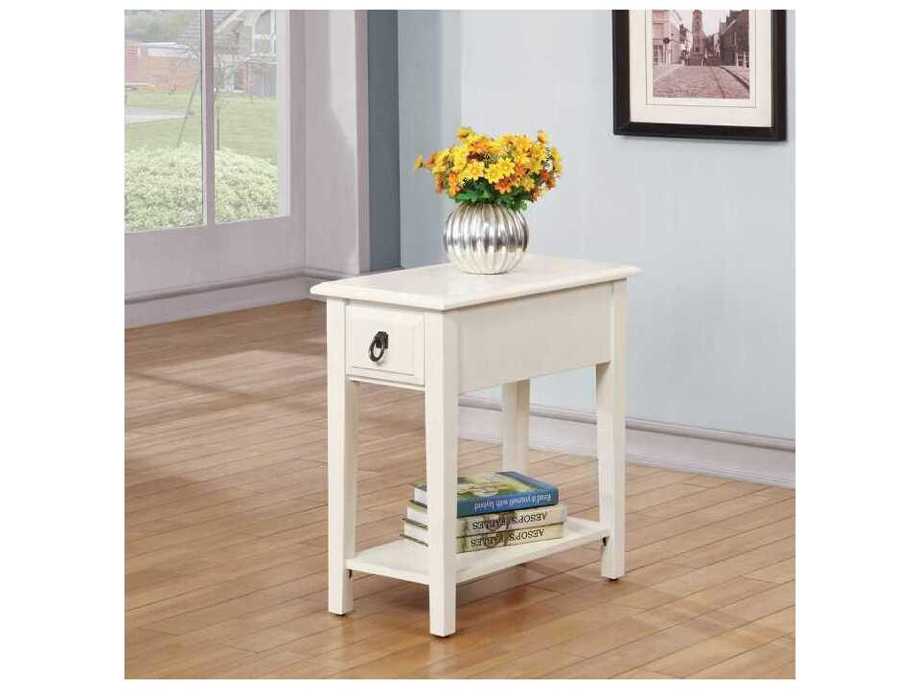 Acme Furniture Rectangular Wood White End Table
