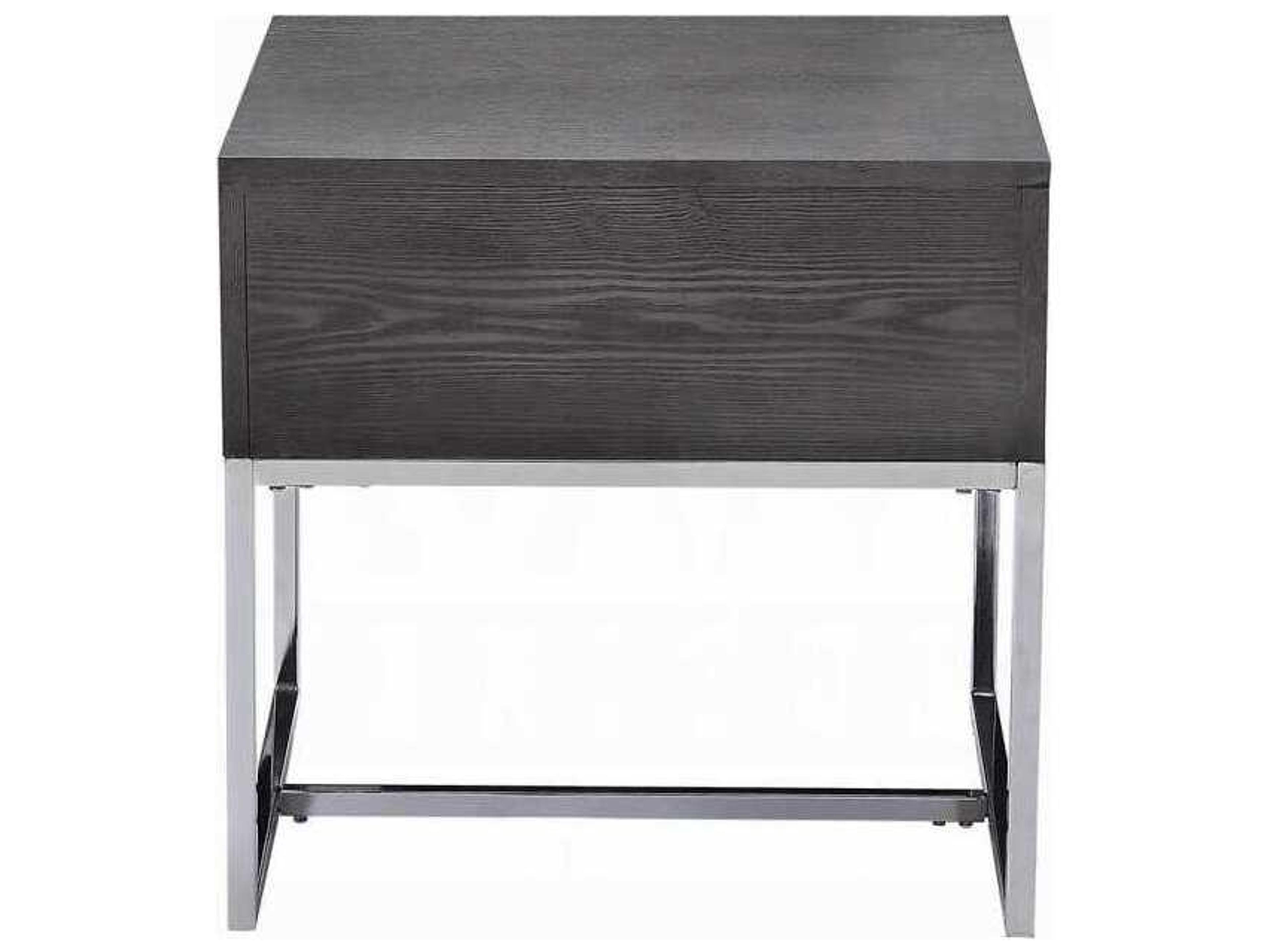 Acme Furniture Iban Square Wood Gray Oak Chrome End Table