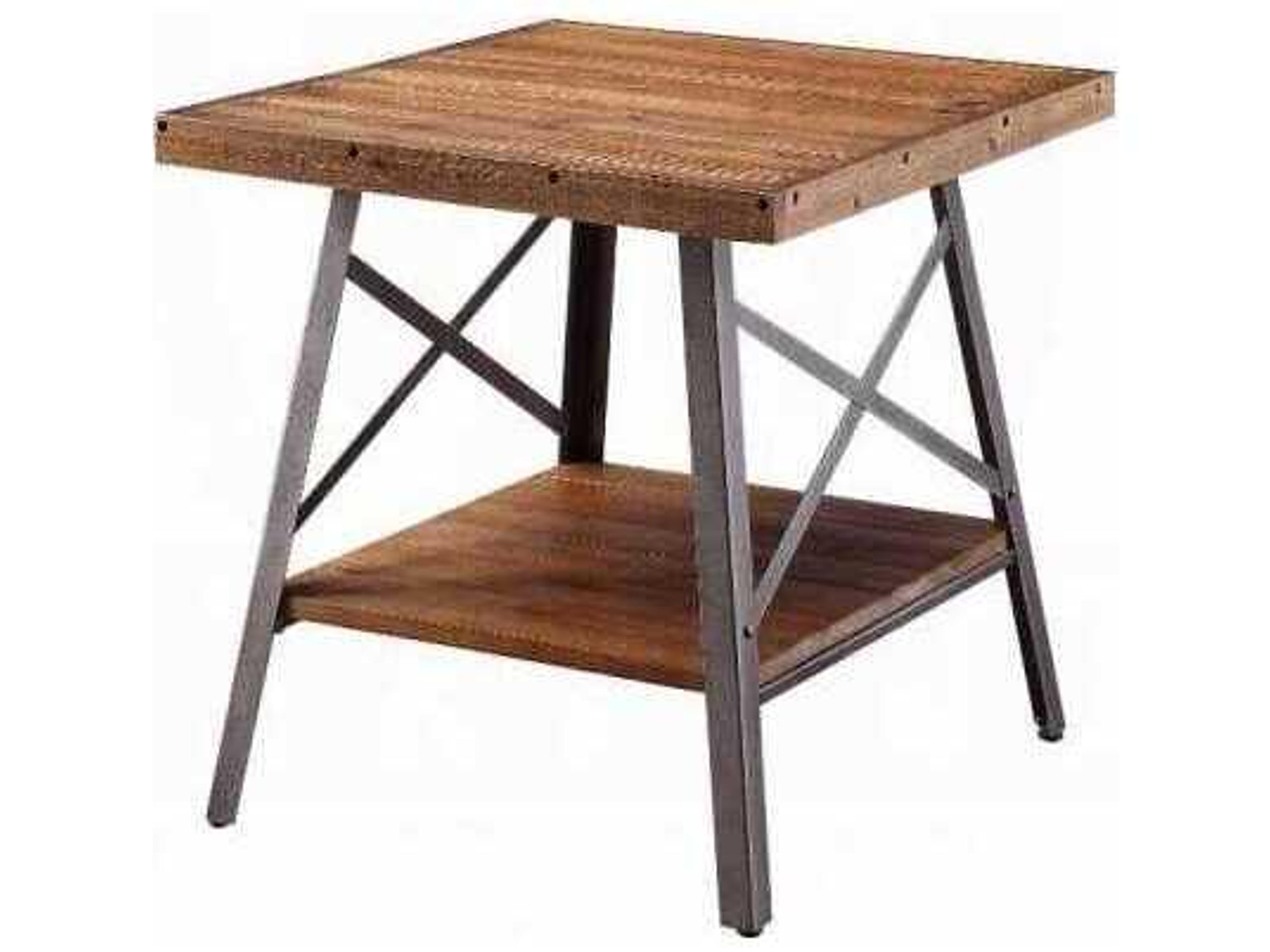 Ikram Square Wood Weathered Oak Sandy Black End Table