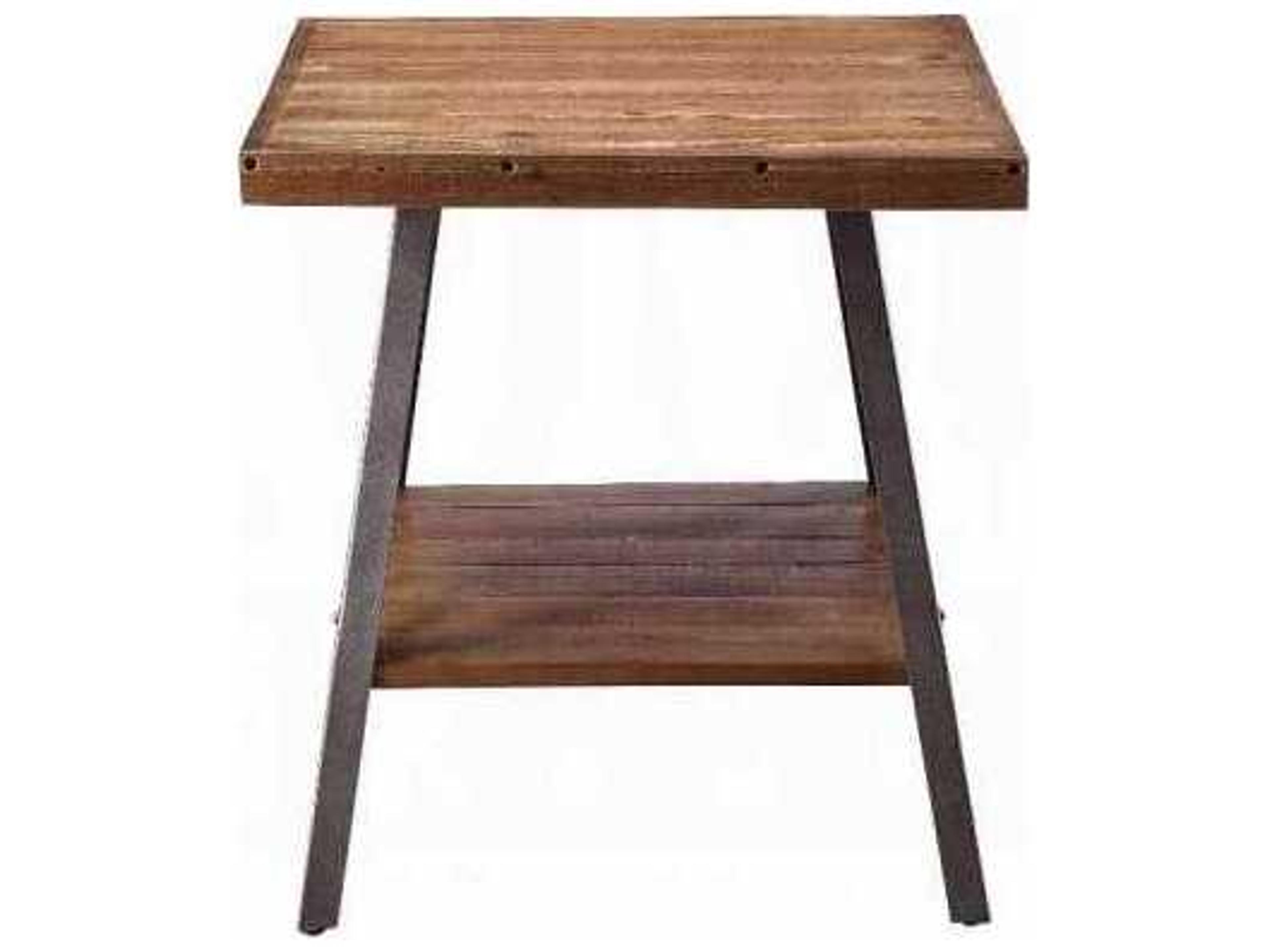 Acme Furniture Ikram Square Wood Weathered Oak Sandy Black End Table