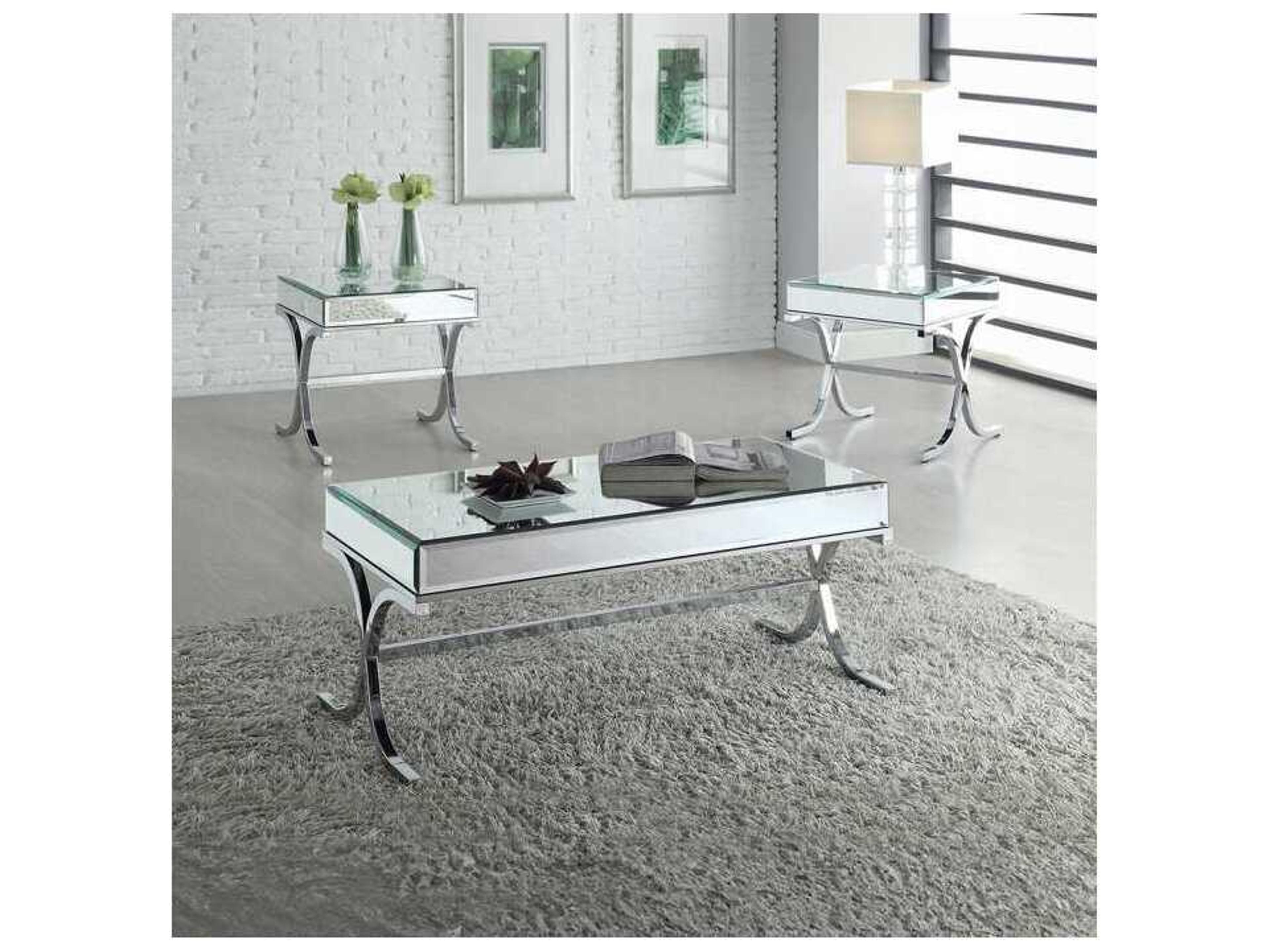 Acme Furniture Square Mirrored Chrome End Table