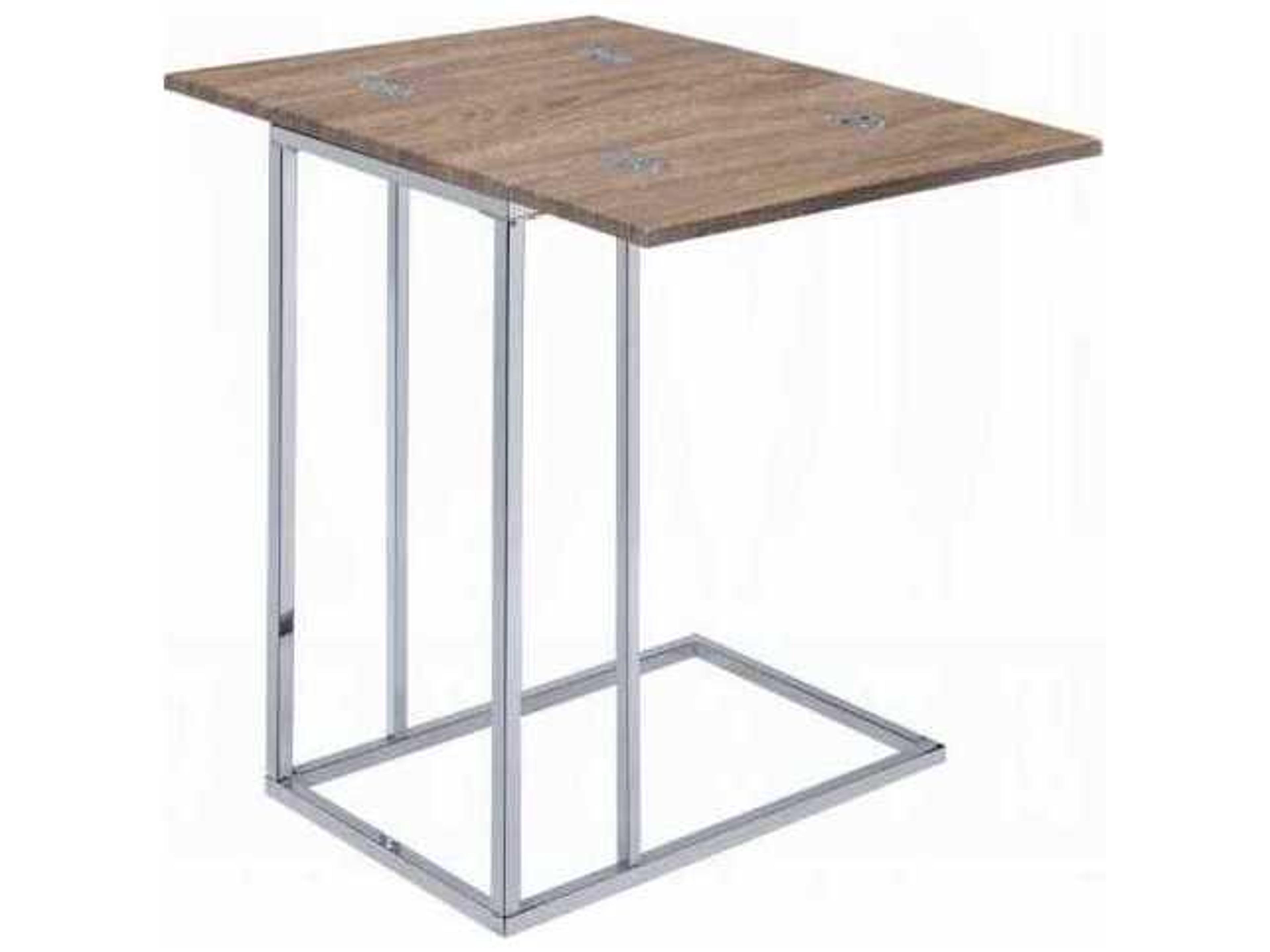 Acme Furniture Rectangular Wood Weathered Oak Chrome End Table