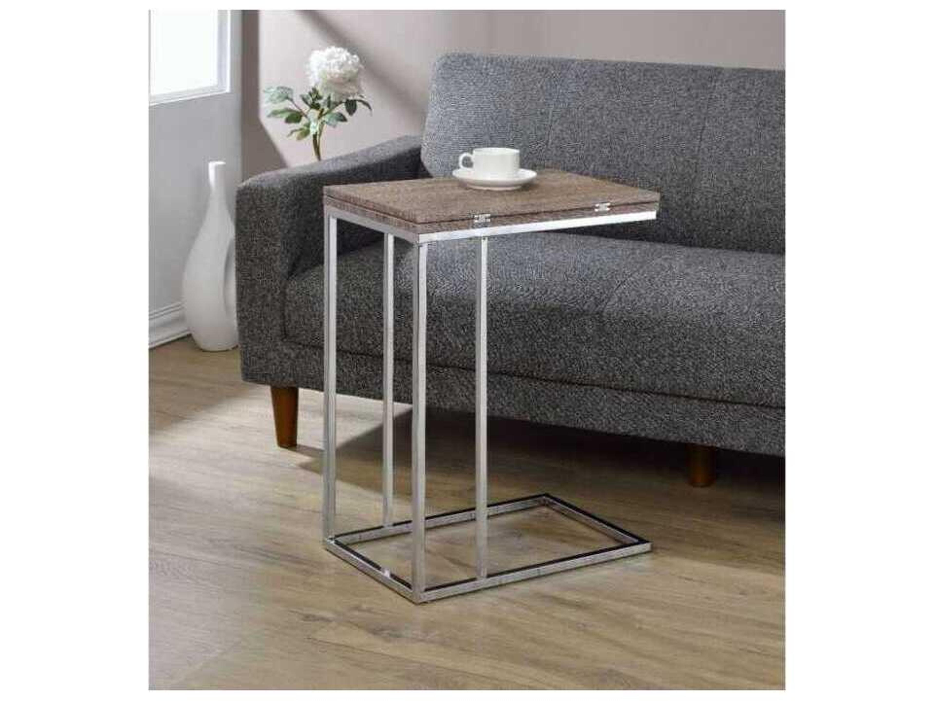 Acme Furniture Rectangular Wood Weathered Oak Chrome End Table