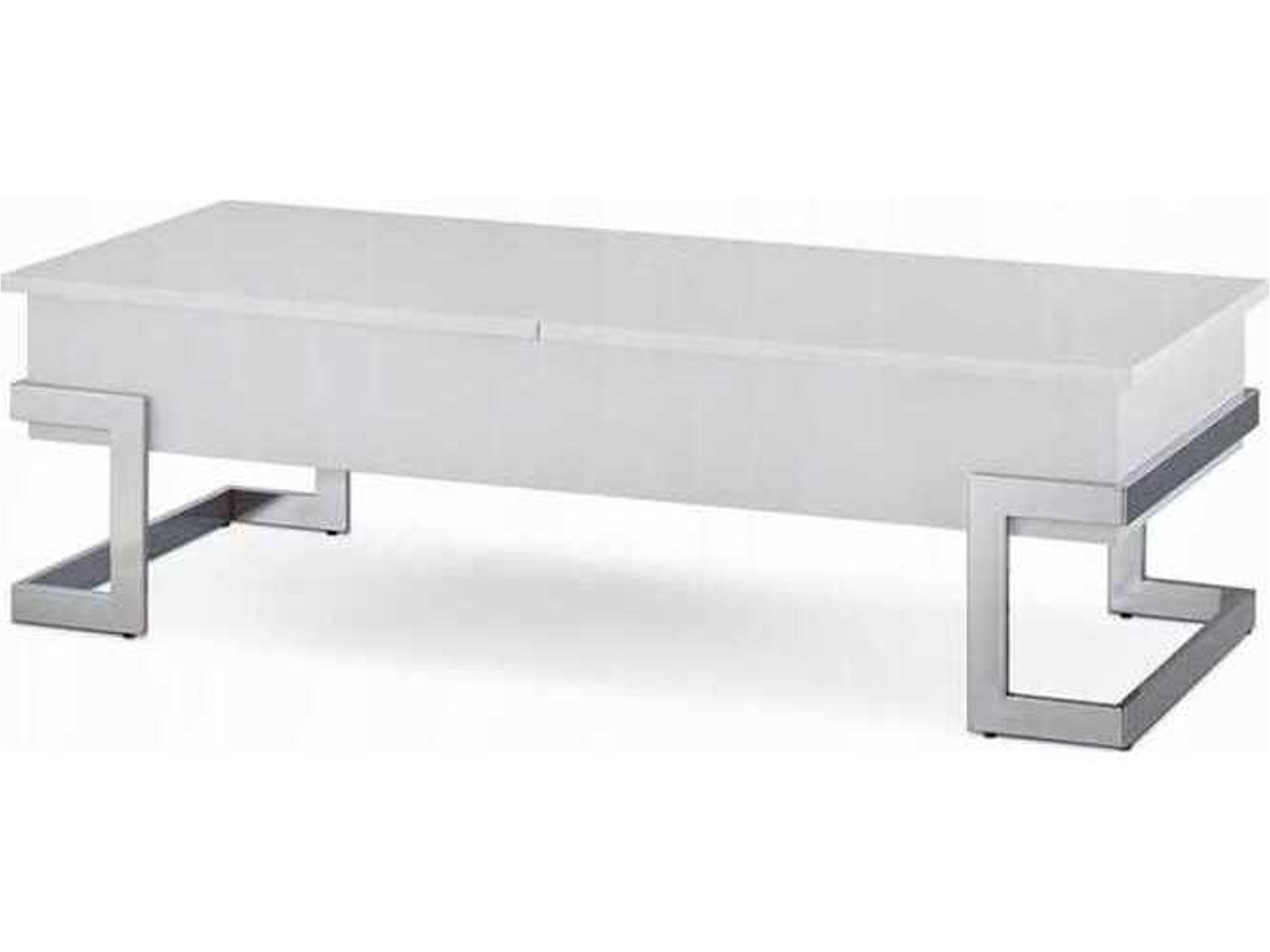 Calnan Rectangular Wood White High Gloss Chrome Coffee Table