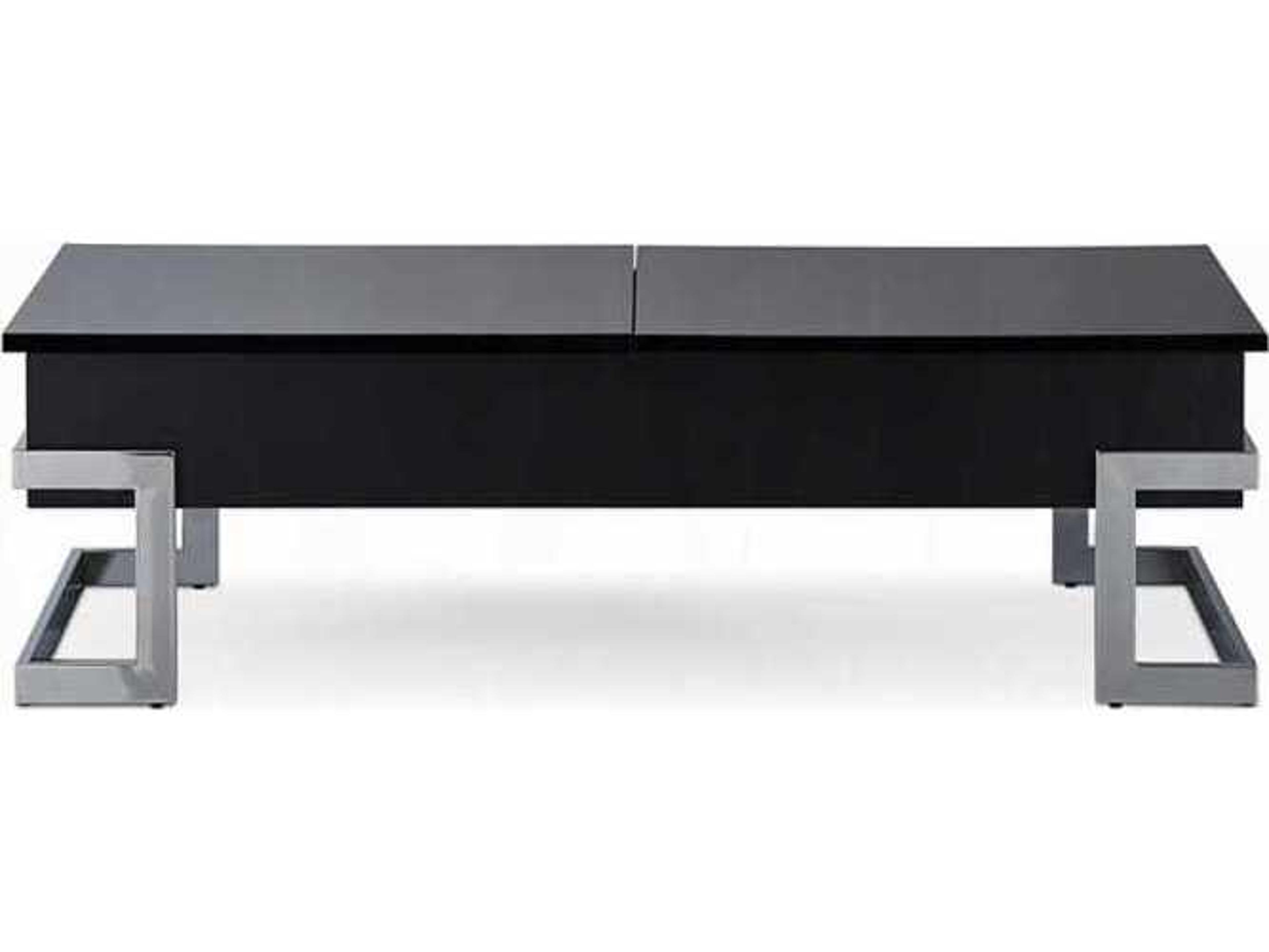 Acme Furniture Calnan Rectangular Wood Black High Gloss Chrome Coffee Table
