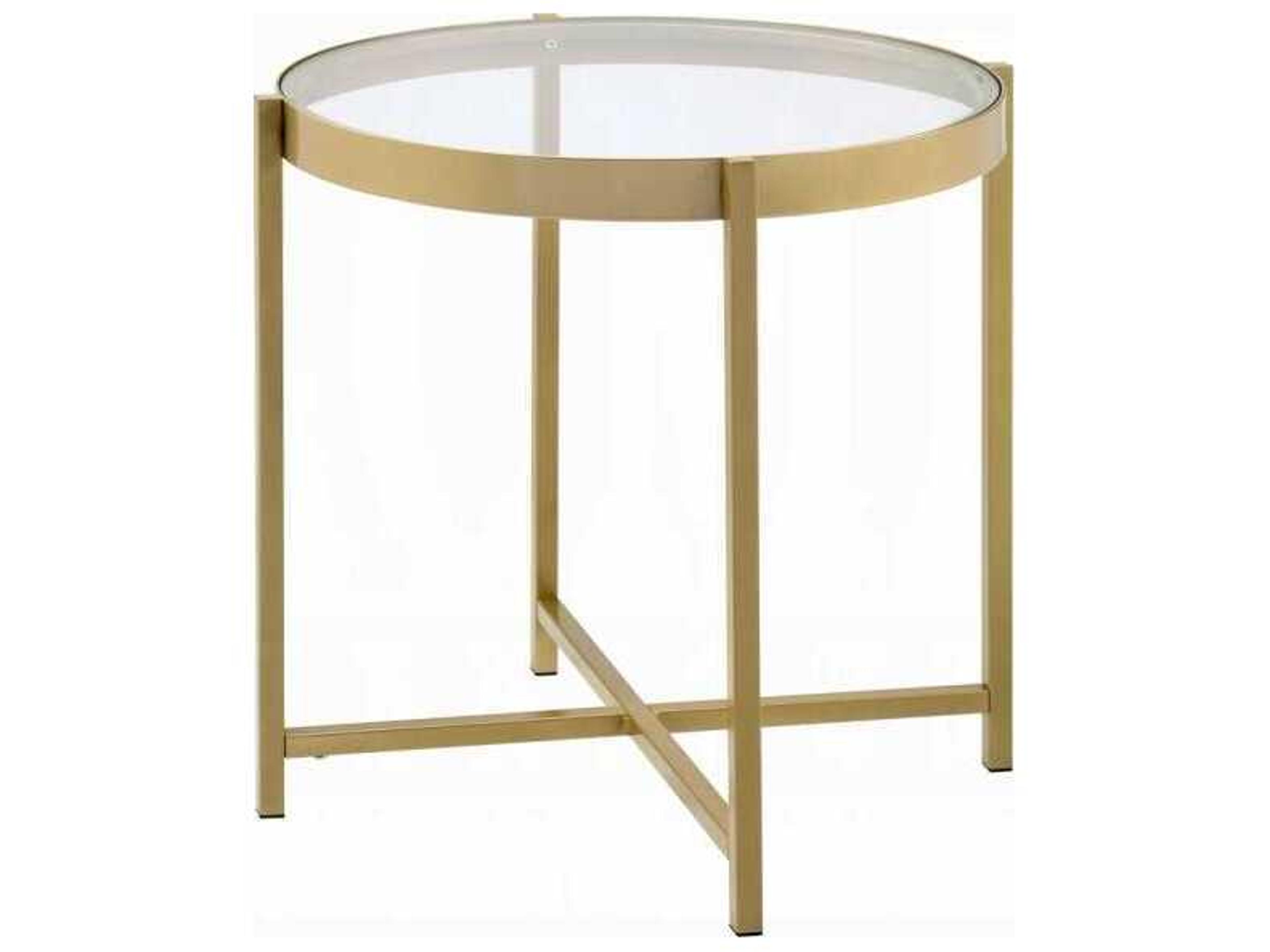 Acme Furniture Round Glass Gold End Table