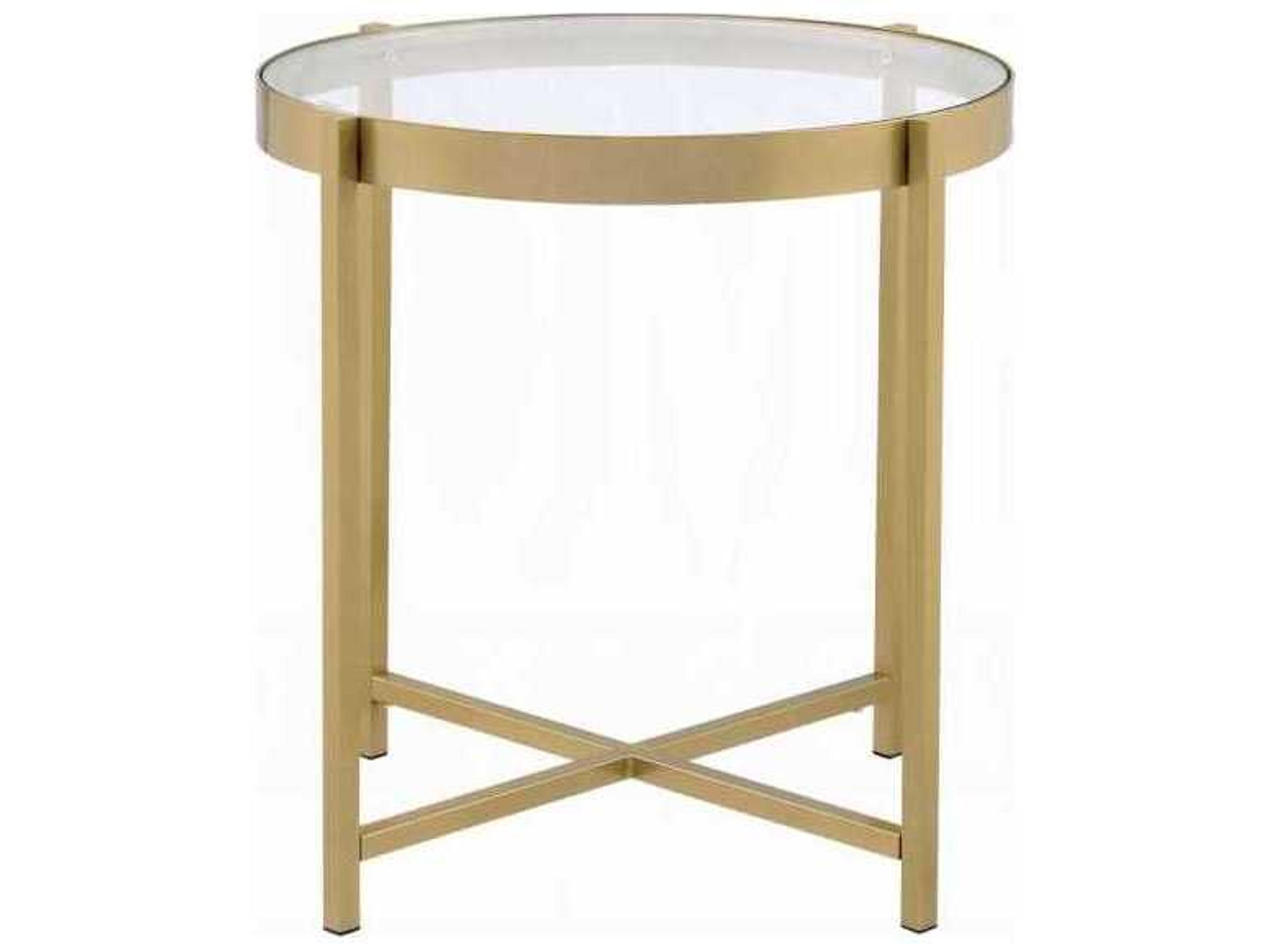 Acme Furniture Round Glass Gold End Table